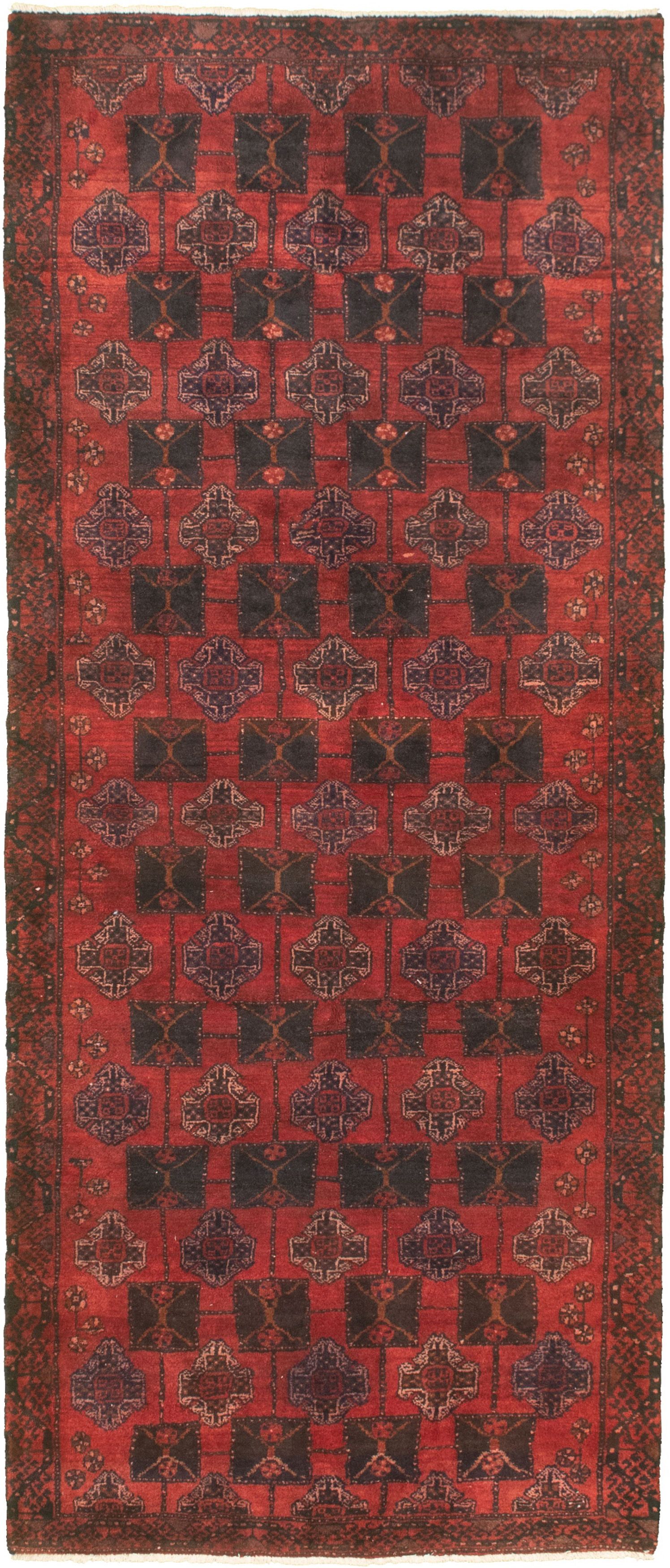 Hand-knotted Authentic Turkish Red Wool Rug 3'7" x 8'7" Size: 3'7" x 8'7"  