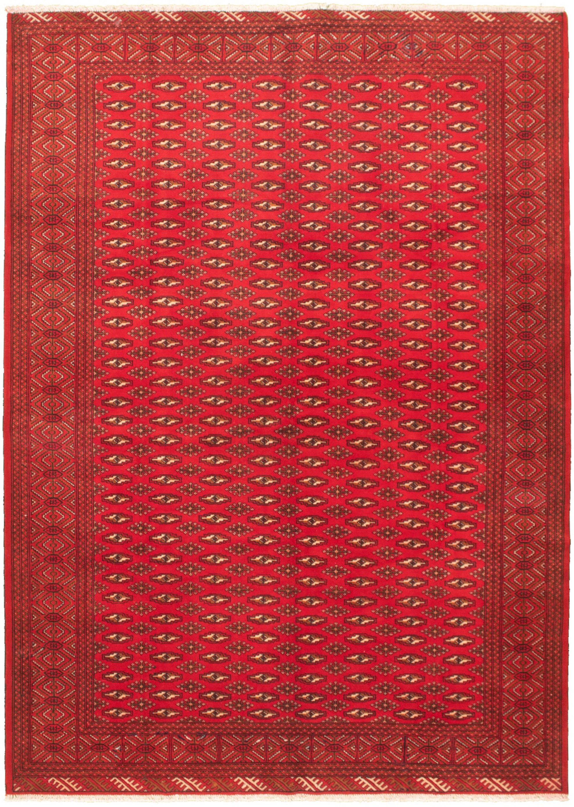 Hand-knotted Shiravan Bokhara Red Wool Rug 6'8" x 9'5"  Size: 6'8" x 9'5"  