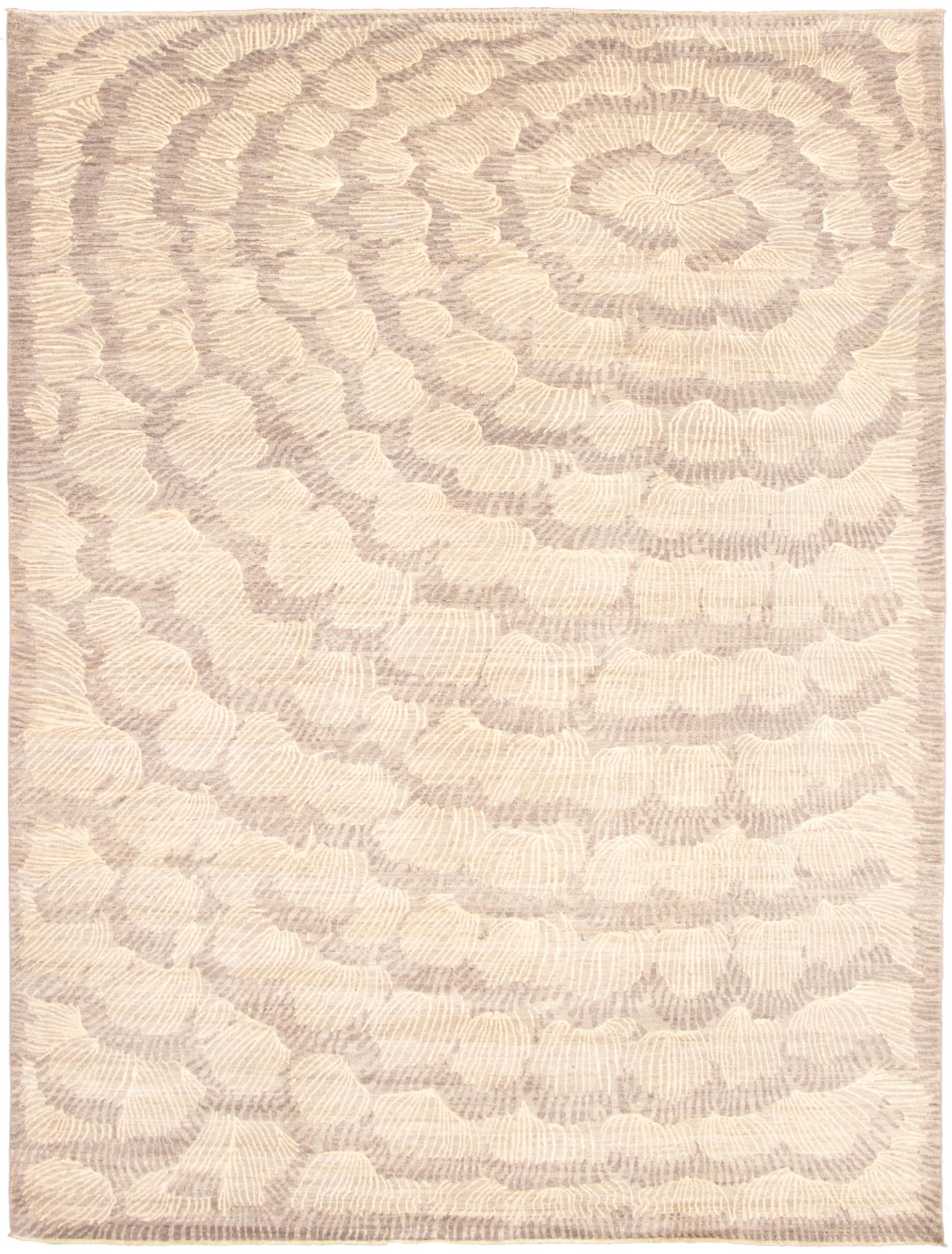 Hand-knotted Abstract Lahore Legacy Grey Rug 9