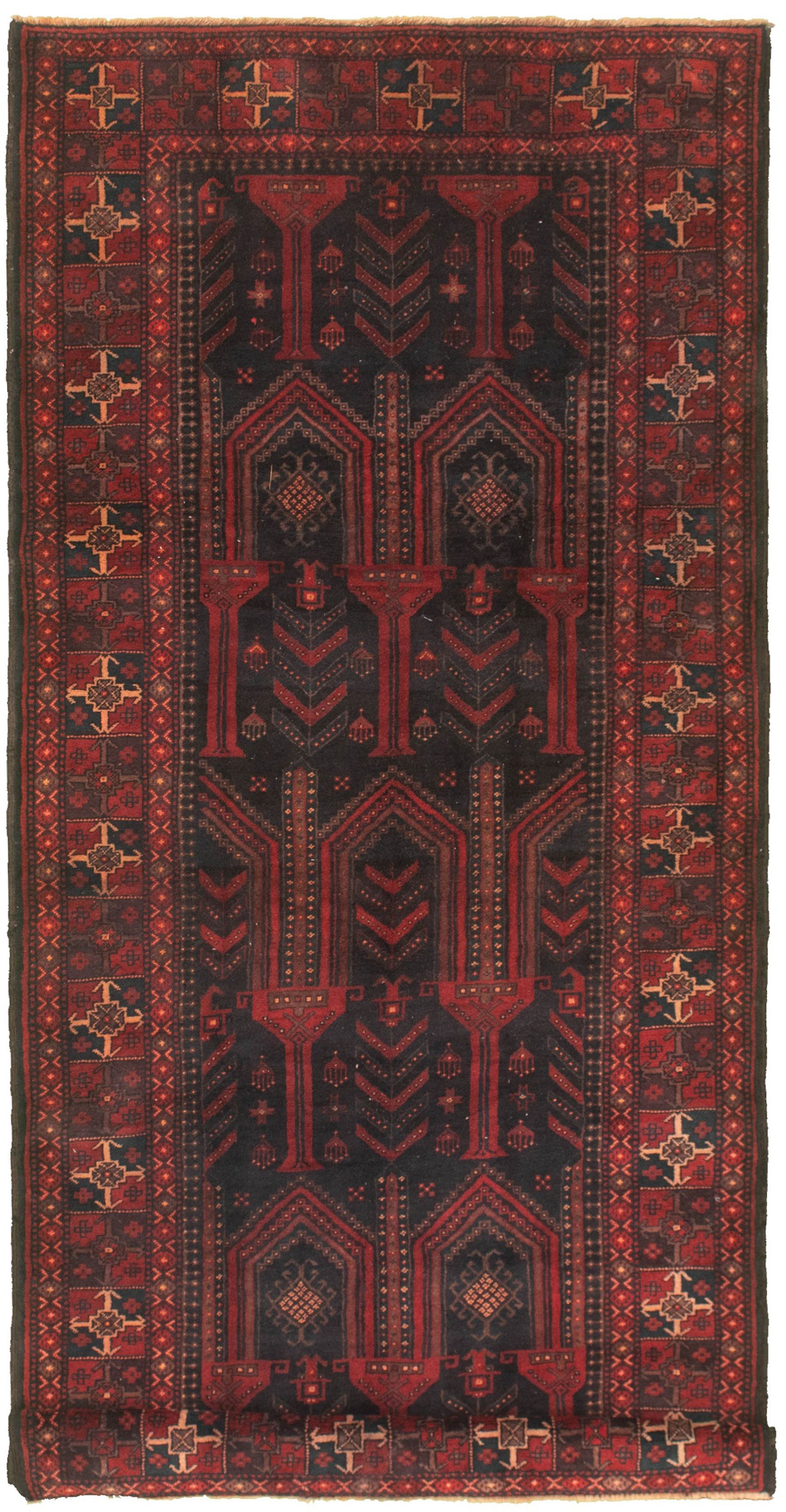 Hand-knotted Authentic Turkish Black Wool Rug 4'8" x 10'8" Size: 4'8" x 10'8"  