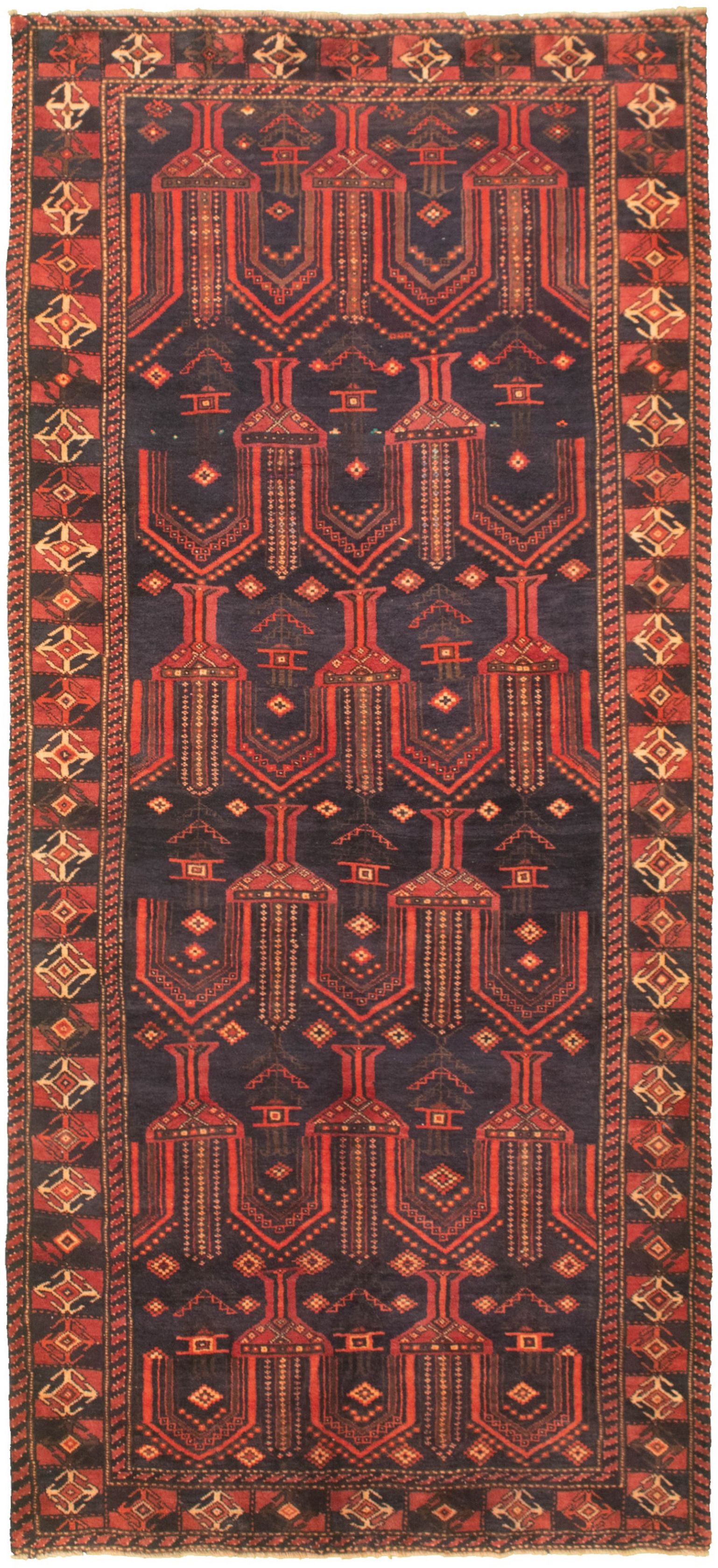 Hand-knotted Authentic Turkish Dark Navy Wool Rug 4'0" x 9'1" Size: 4'0" x 9'1"  