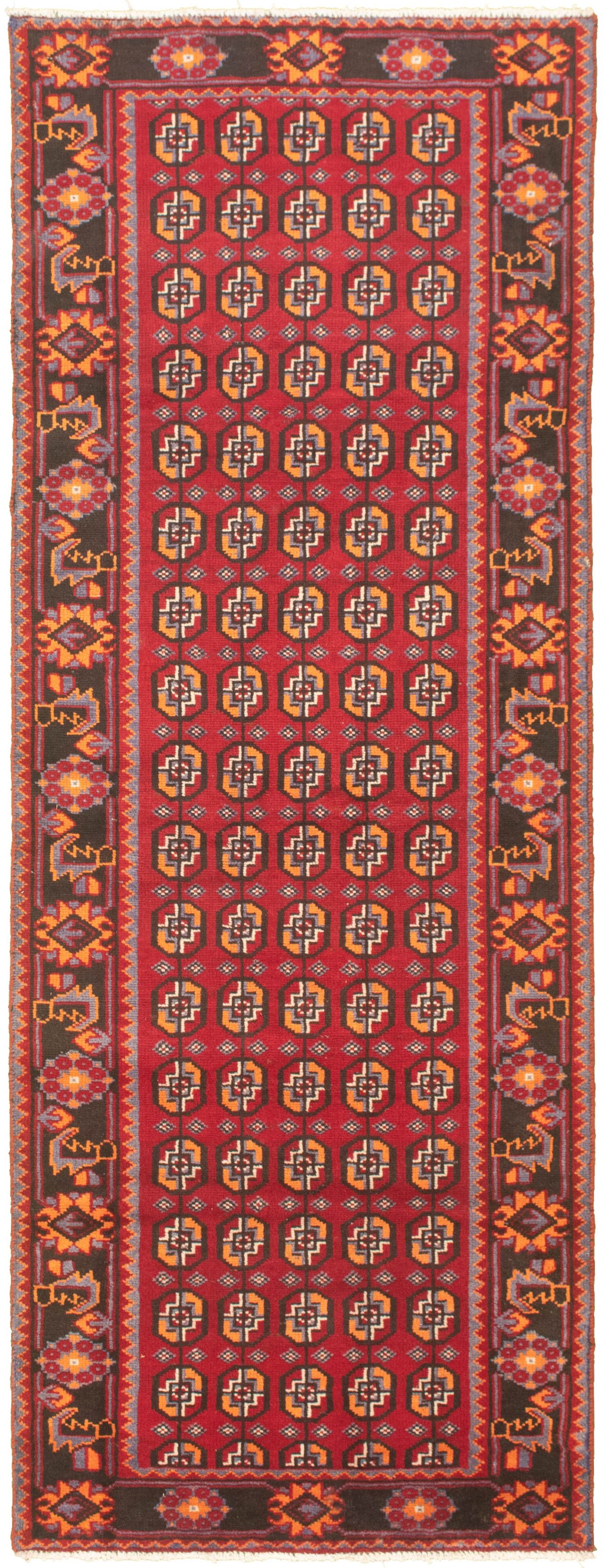 Hand-knotted Authentic Turkish Red Wool Rug 3'7" x 9'8" Size: 3'7" x 9'8"  