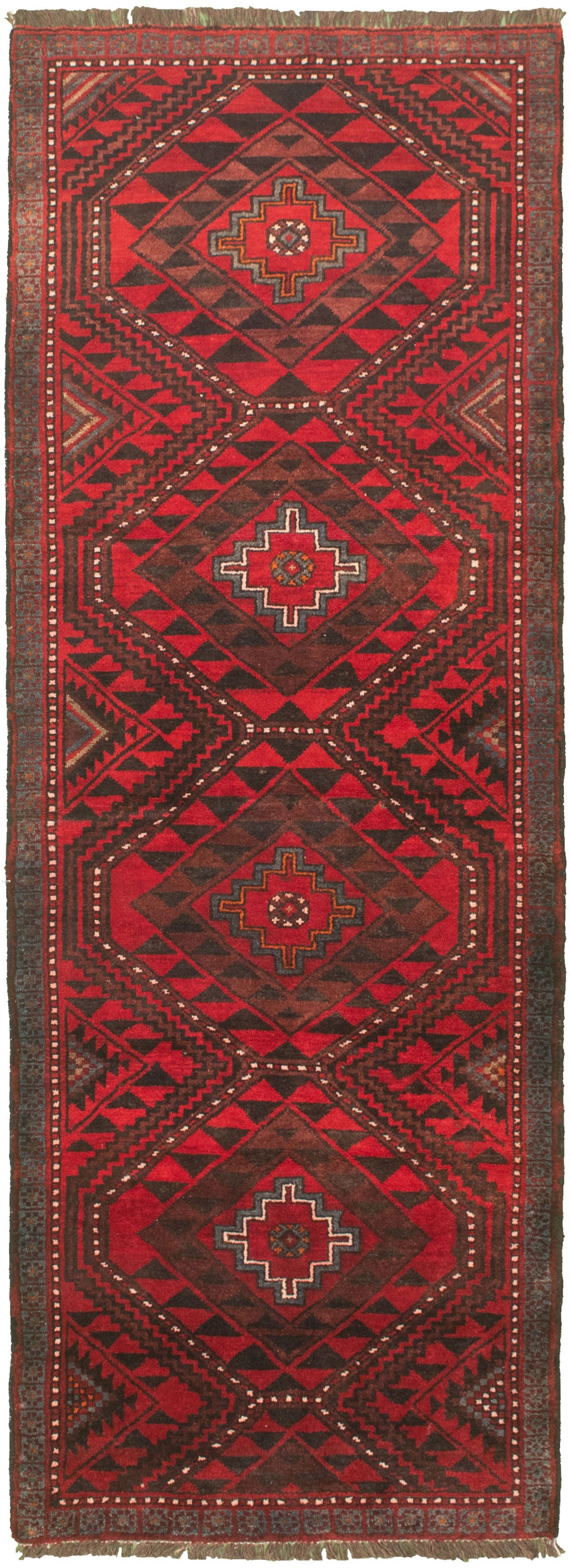 Hand-knotted Authentic Turkish Dark Red Wool Rug 3'1" x 9'2" Size: 3'1" x 9'2"  