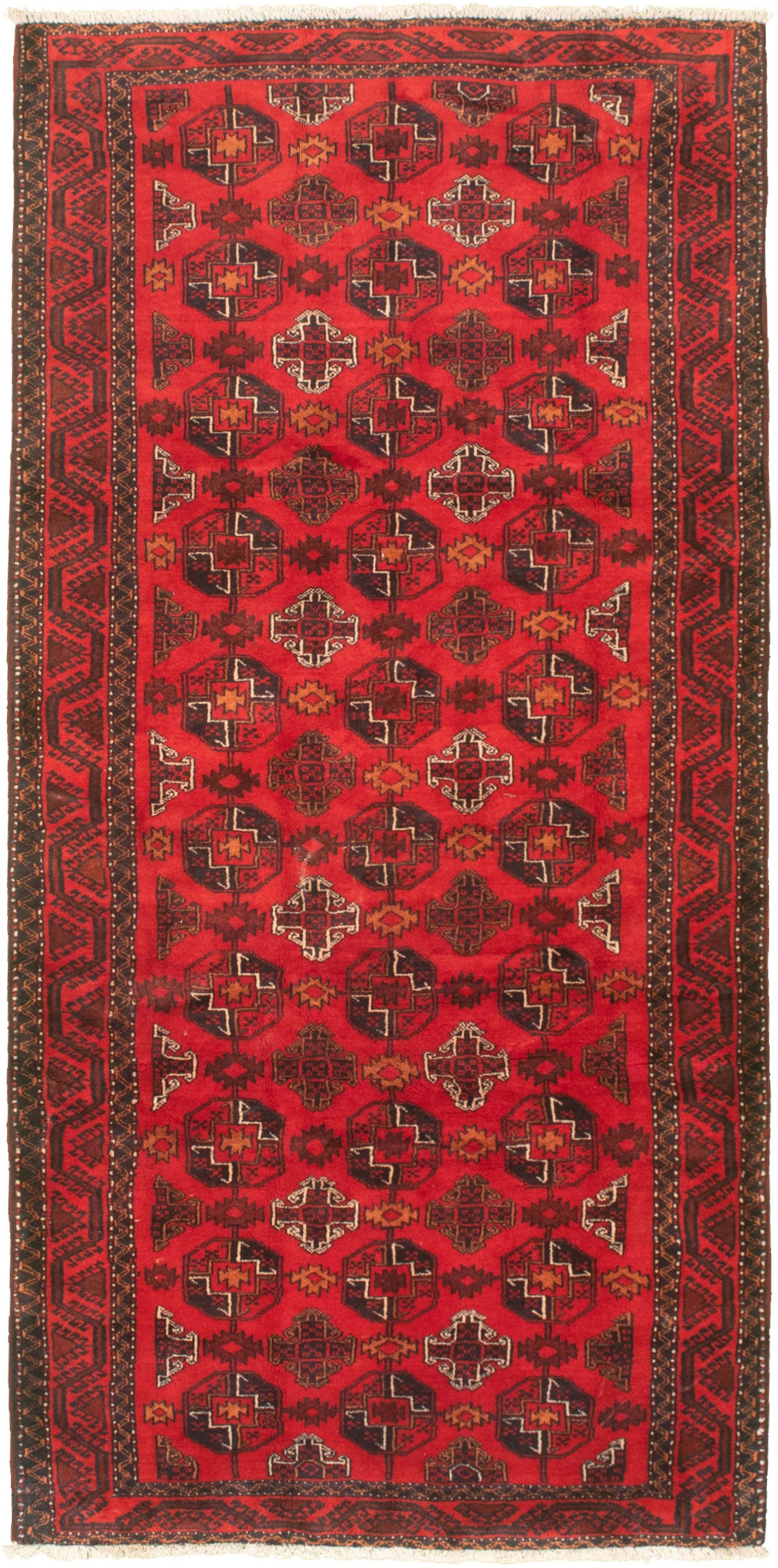 Hand-knotted Authentic Turkish Red Wool Rug 3'10" x 8'4" Size: 3'10" x 8'4"  