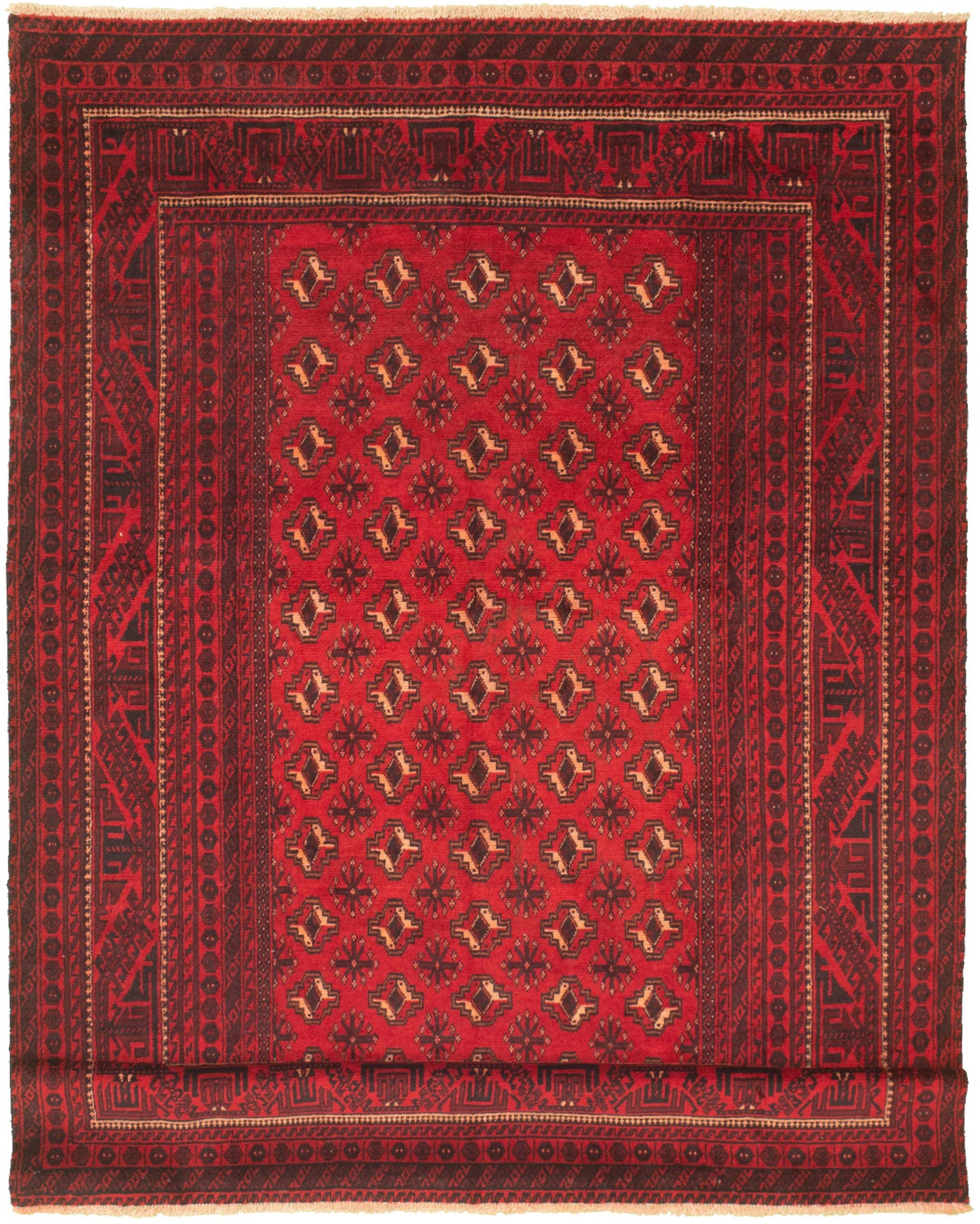 Hand-knotted Shiravan Bokhara Red Wool Rug 6'11" x 10'10" Size: 6'11" x 10'10"  