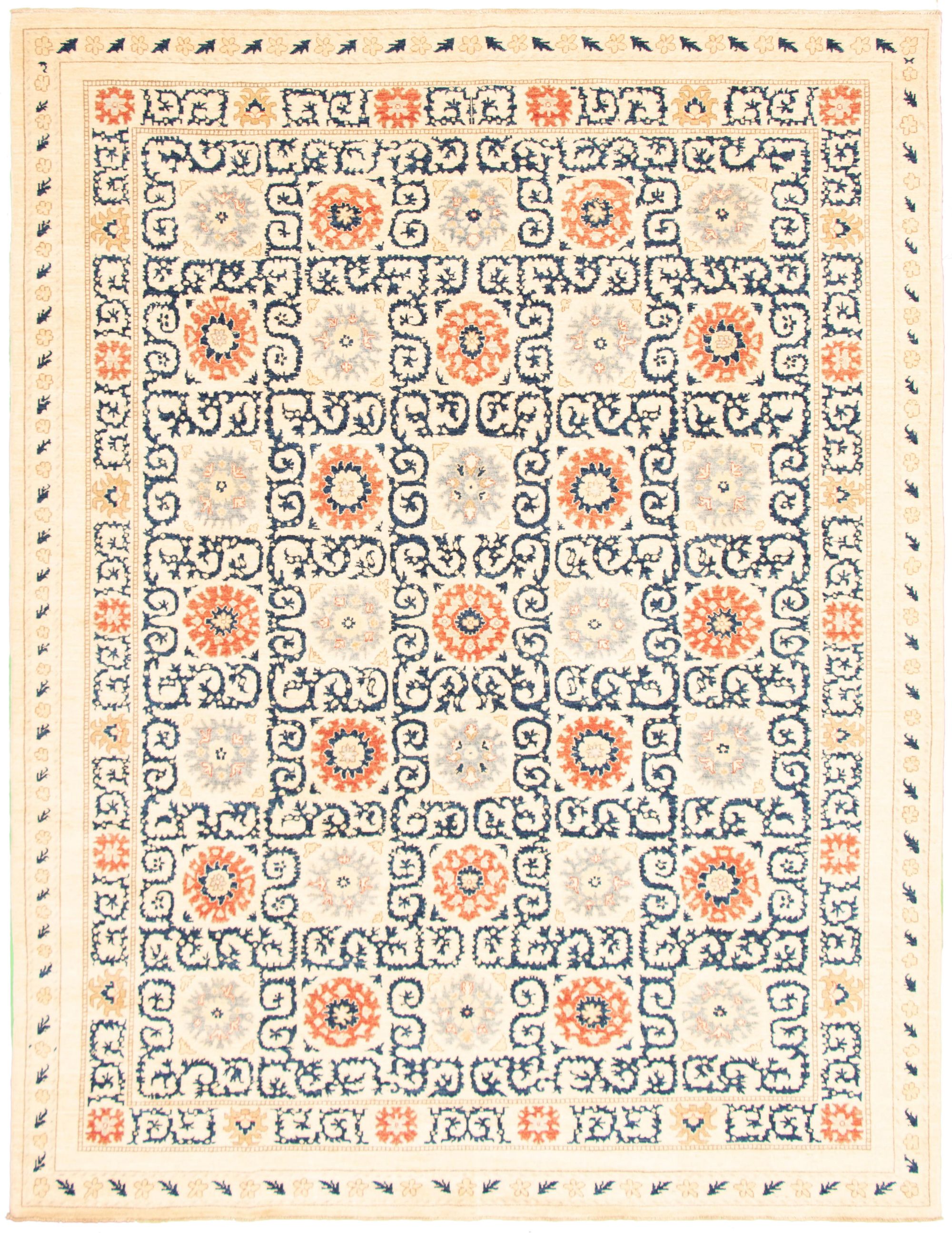 Hand-knotted Aryana Ivory  Rug 9'0" x 12'1" Size: 9'0" x 12'1"  