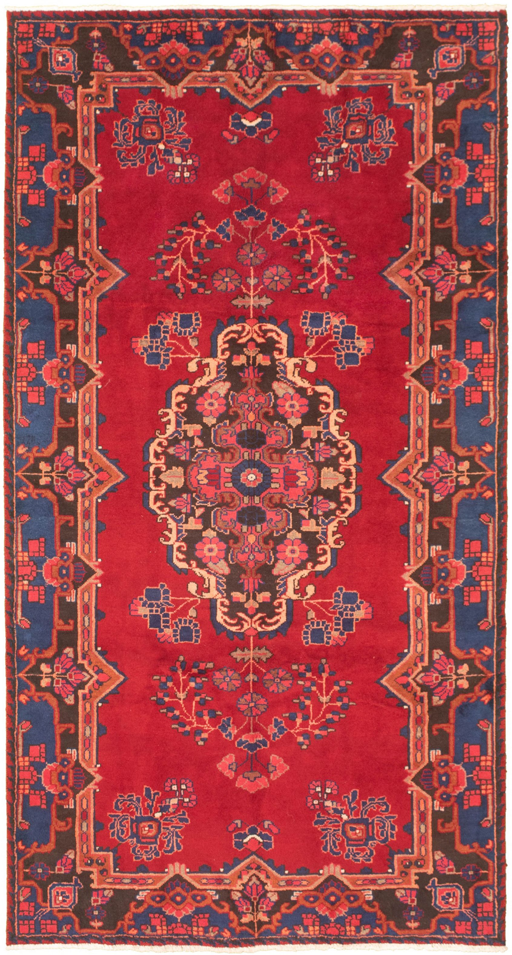 Hand-knotted Authentic Turkish Red Wool Rug 5'1" x 9'9"  Size: 5'1" x 9'9"  