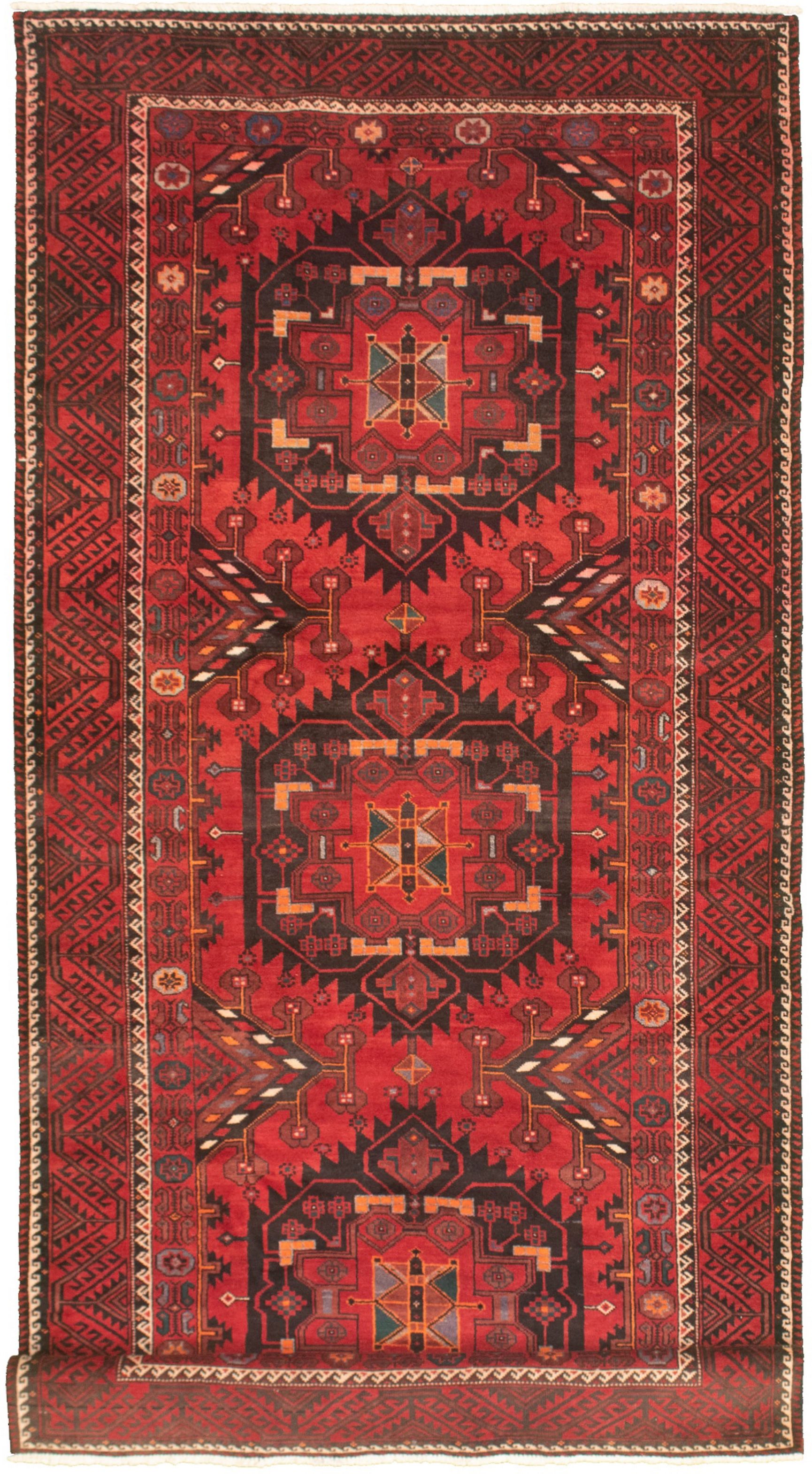 Hand-knotted Authentic Turkish Red Wool Rug 4'8" x 10'6" Size: 4'8" x 10'6"  