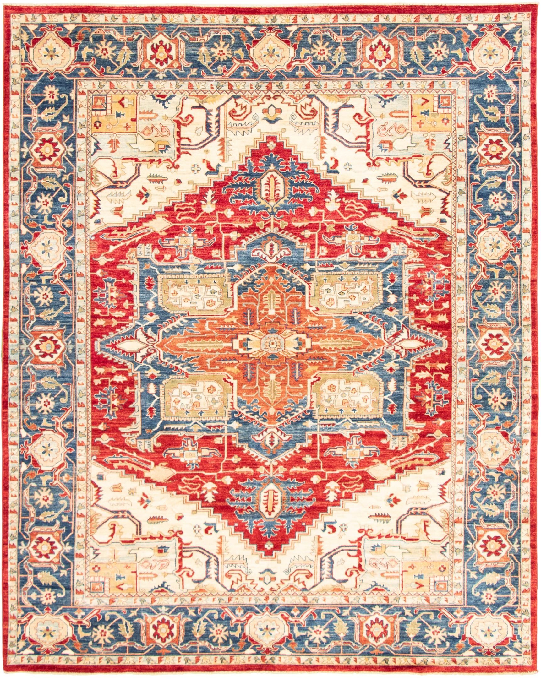 Hand-knotted Pako Persian 18/20 Ivory, Red  Rug 9'1" x 11'6" Size: 9'1" x 11'6"  