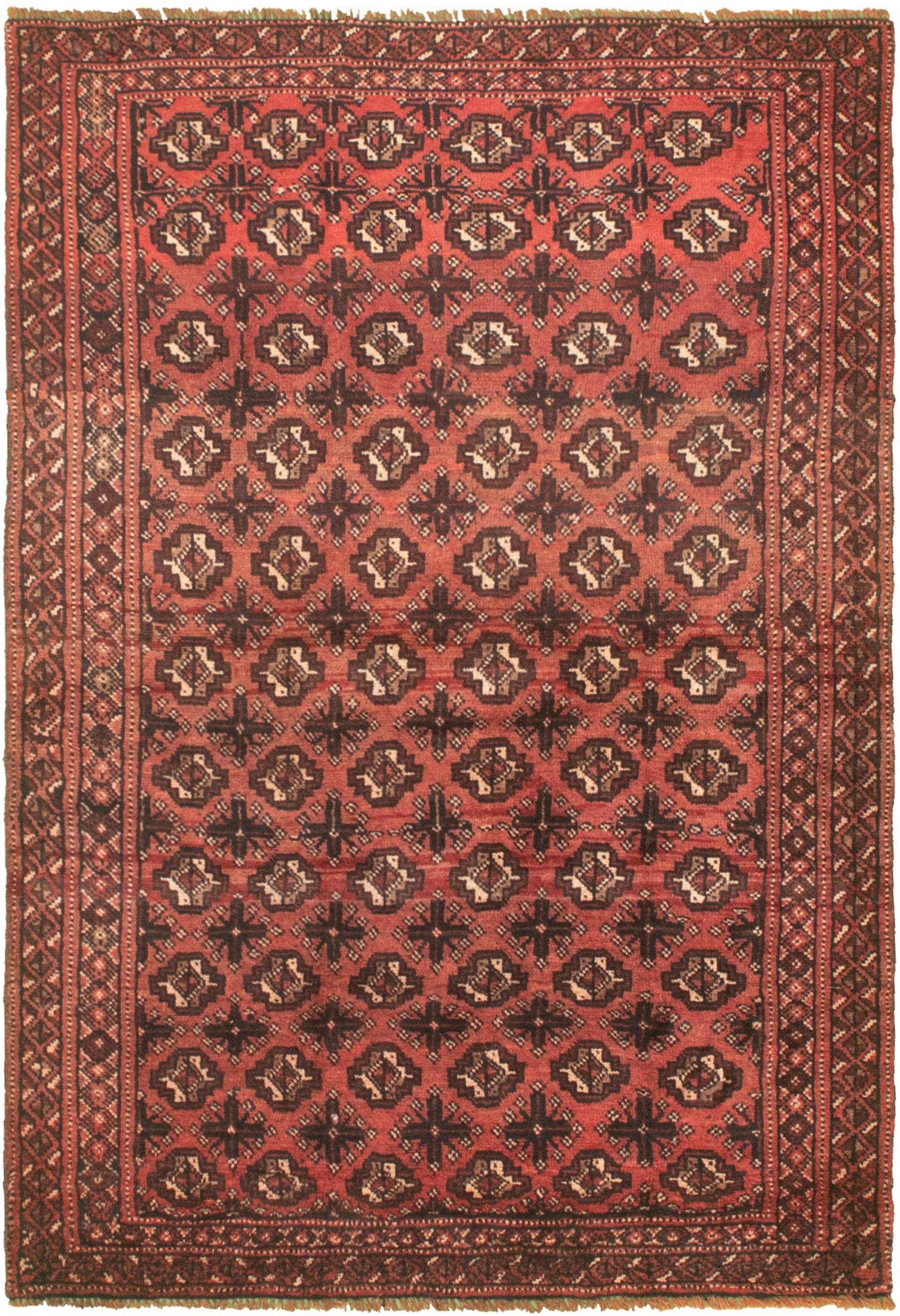 Hand-knotted Shiravan Bokhara Copper Wool Rug 4'3" x 6'7" Size: 4'3" x 6'7"  