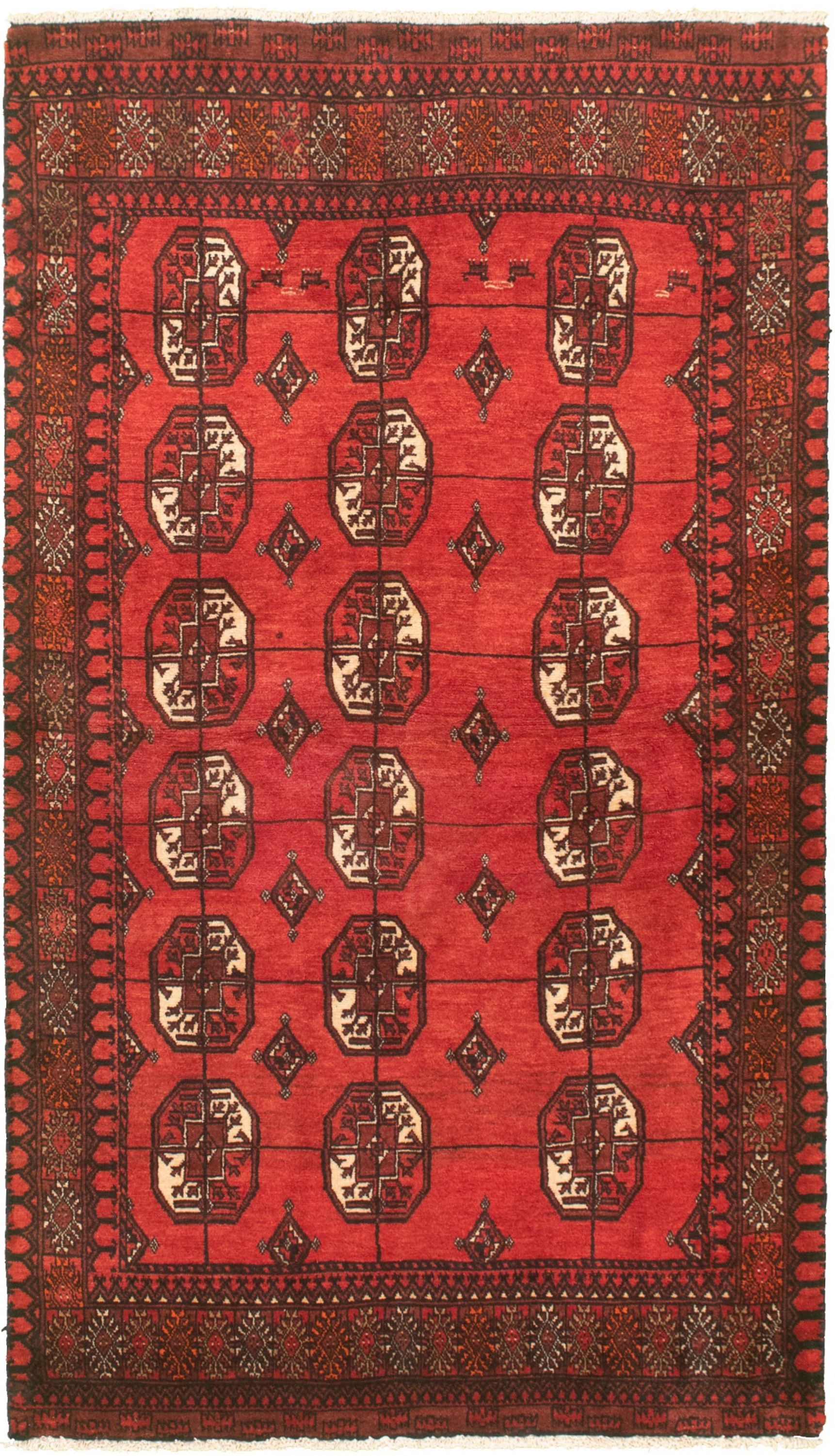 Hand-knotted Shiravan Bokhara Red Wool Rug 3'11" x 7'0" Size: 3'11" x 7'0"  