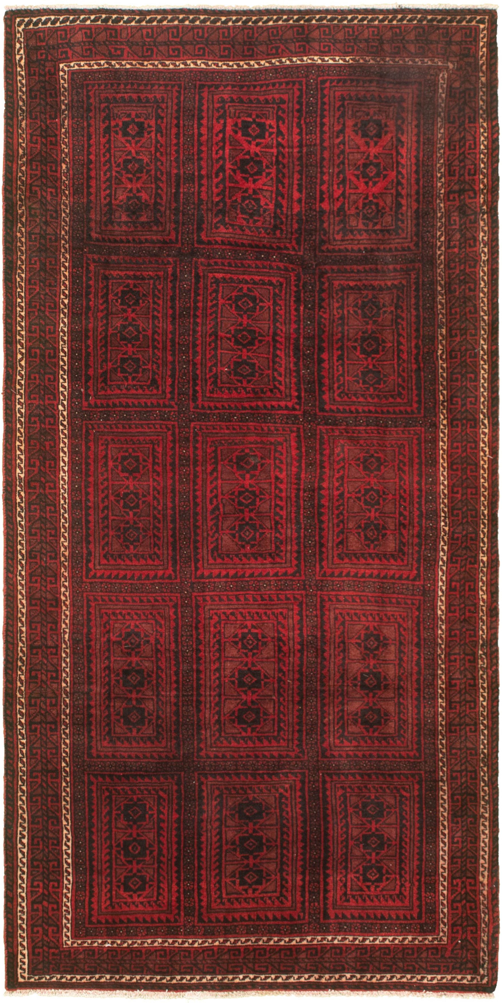 Hand-knotted Authentic Turkish Red Wool Rug 4'1" x 8'3" Size: 4'1" x 8'3"  