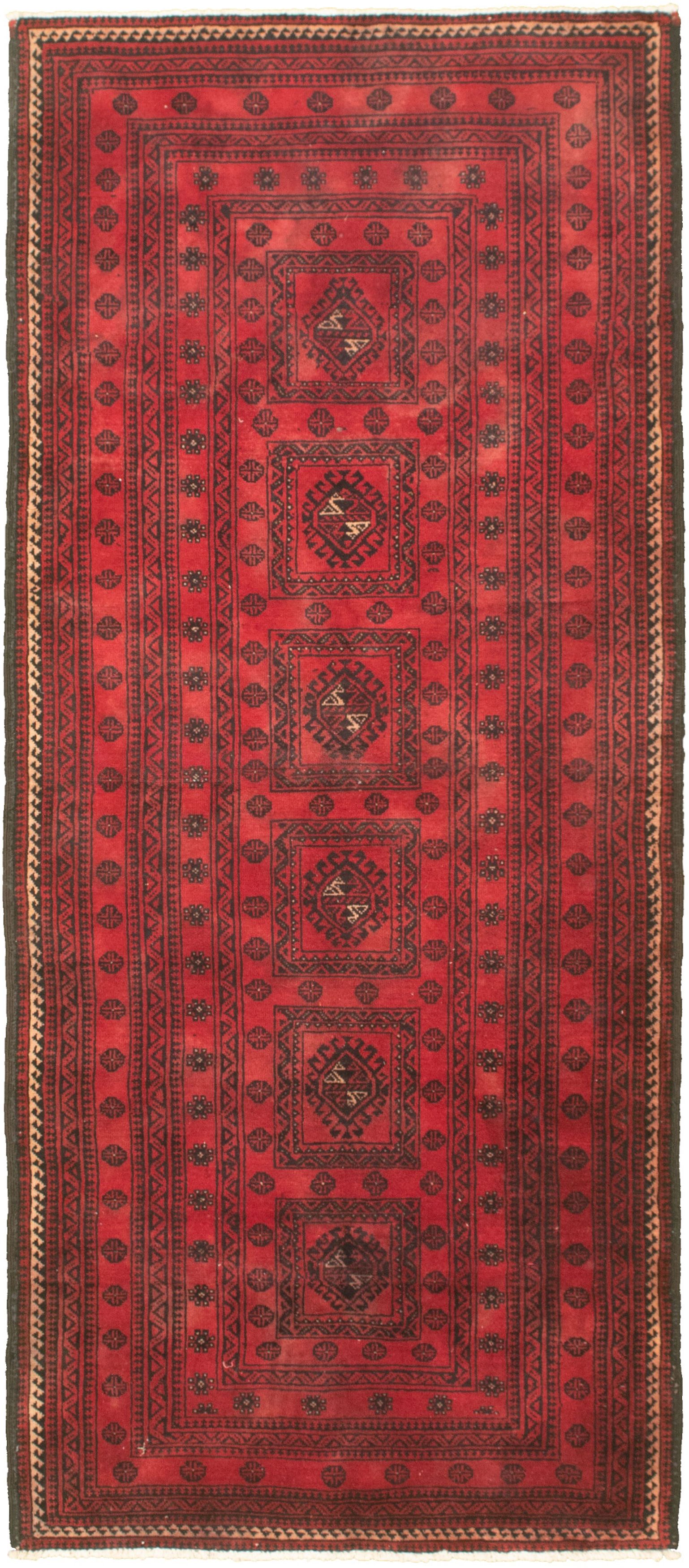 Hand-knotted Authentic Turkish Red Wool Rug 3'5" x 9'3" Size: 3'5" x 9'3"  