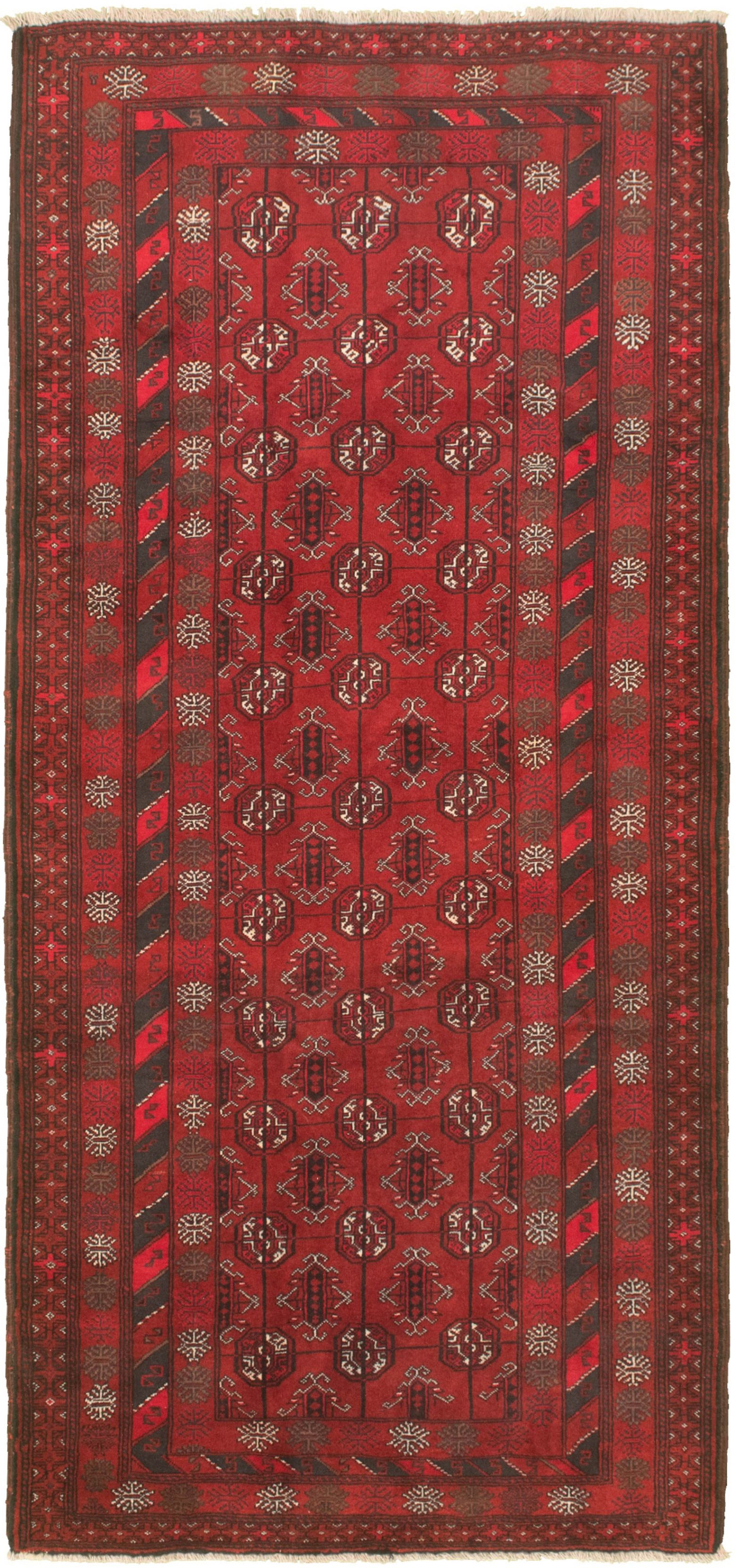 Hand-knotted Shiravan Bokhara Red Wool Rug 4'0" x 9'0" Size: 4'0" x 9'0"  
