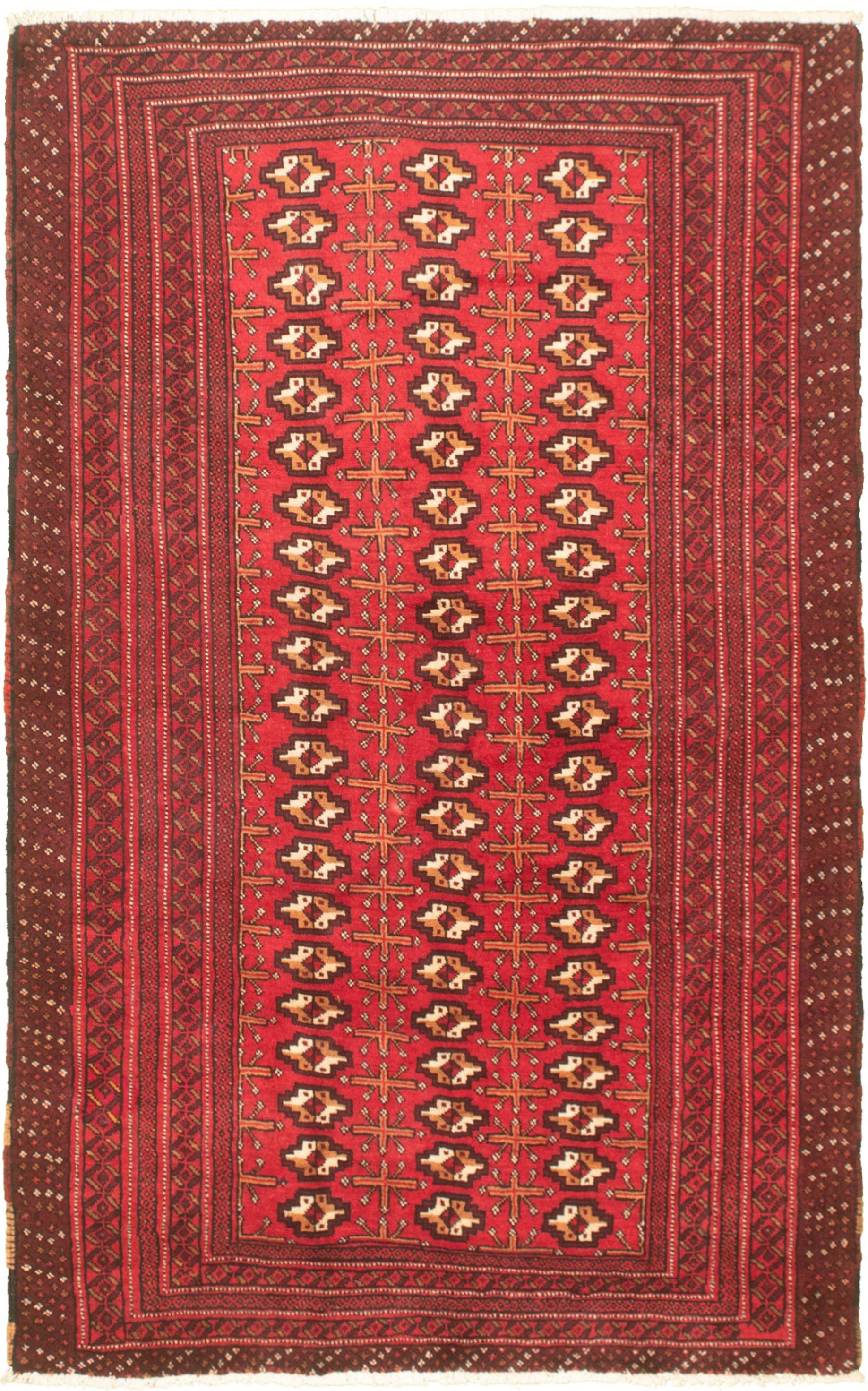 Hand-knotted Shiravan Bokhara Red Wool Rug 4'6" x 7'5" Size: 4'6" x 7'5"  