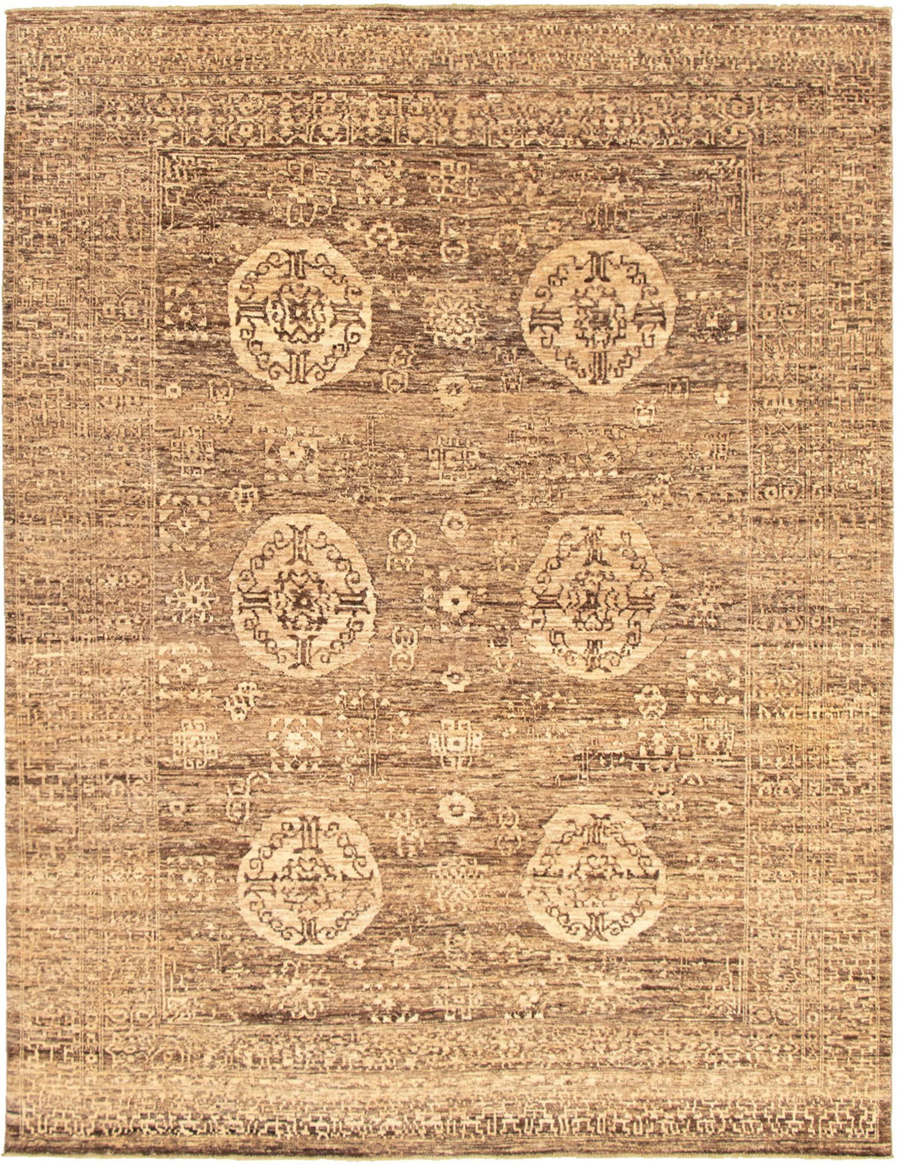 Hand-knotted Peshawar Finest Brown  Rug 8'0" x 10'4" Size: 8'0" x 10'4"  