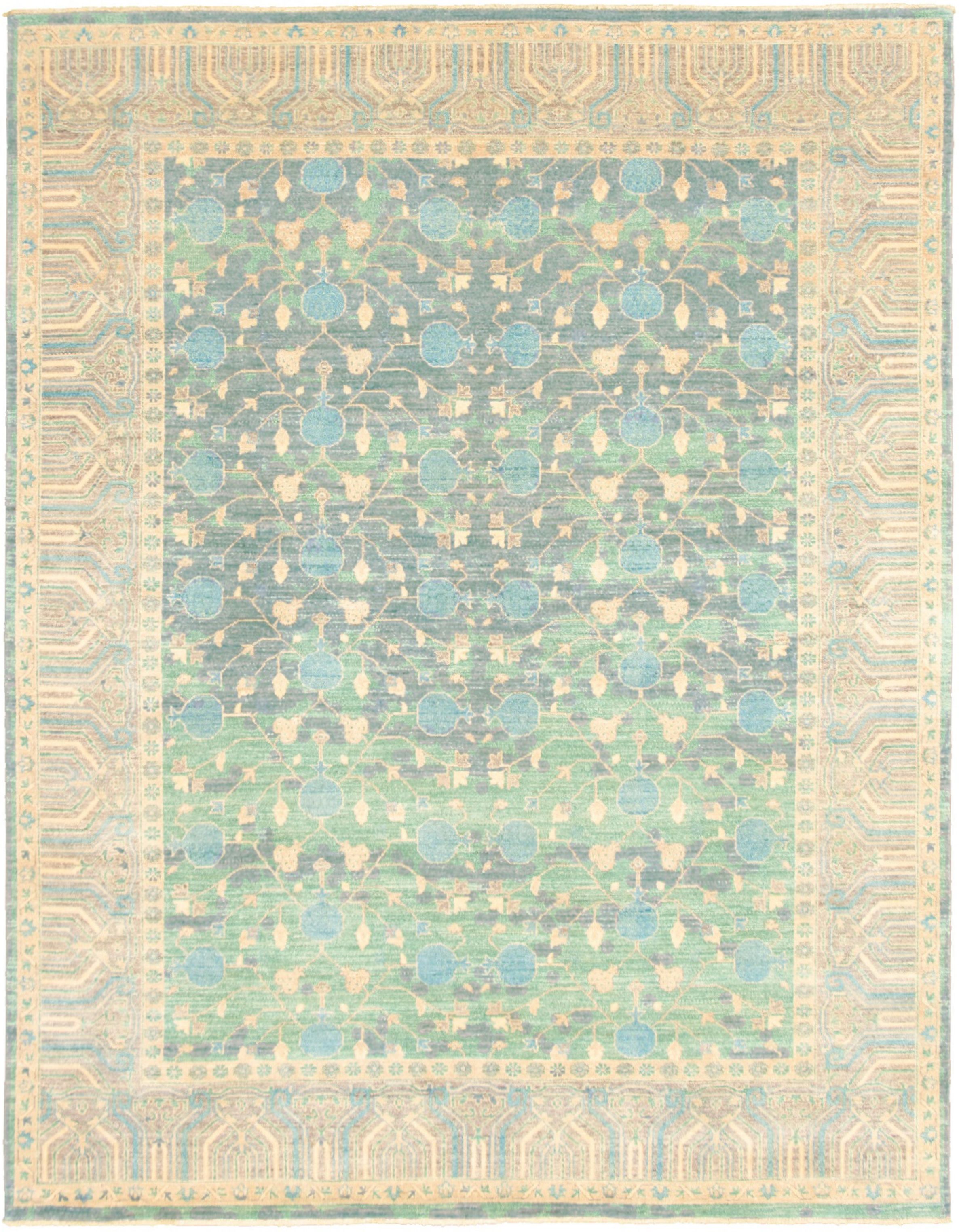 Hand-knotted Peshawar Oushak Teal  Rug 7'11" x 10'4" Size: 7'11" x 10'4"  