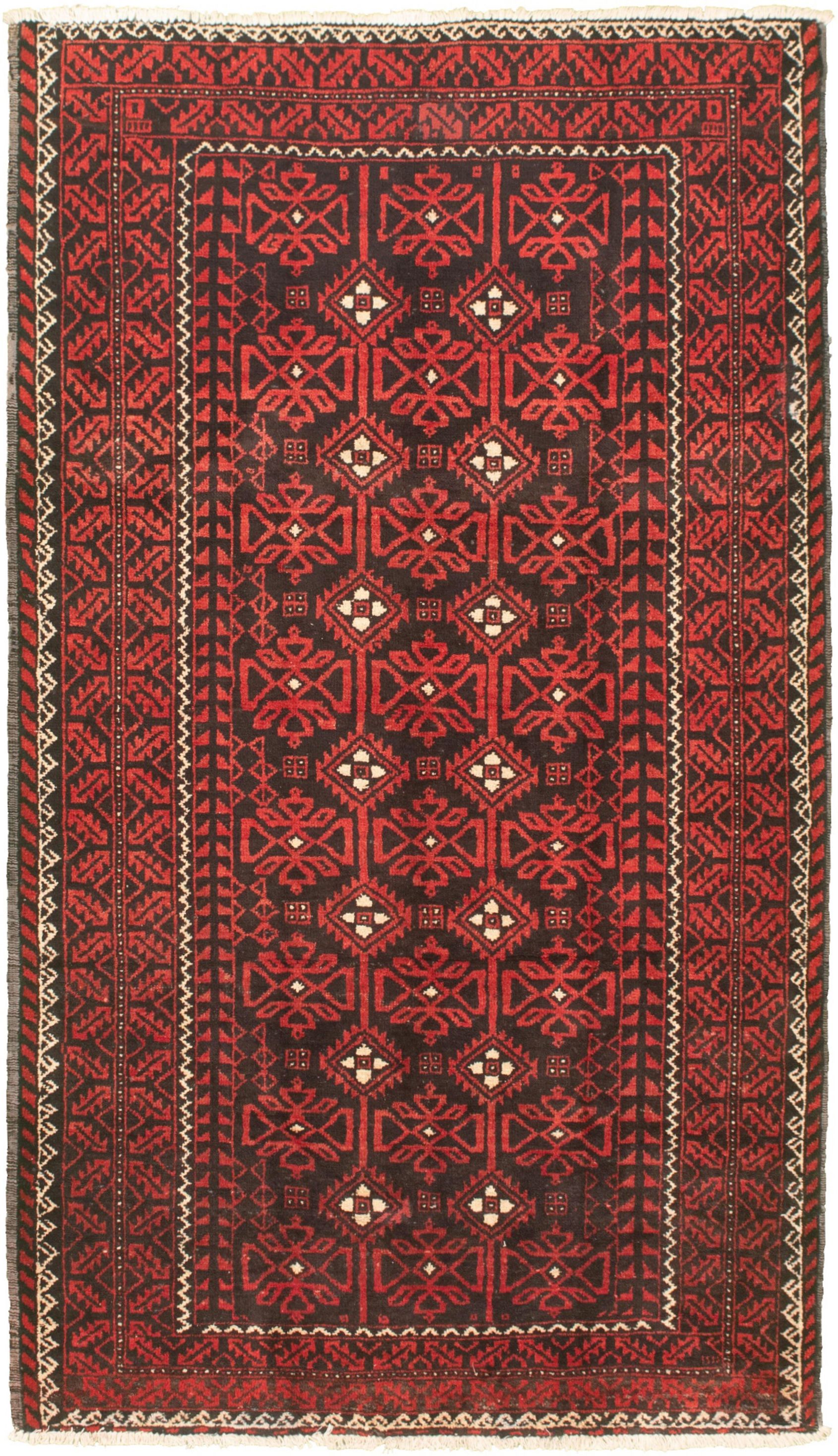 Hand-knotted Authentic Turkish Dark Red Wool Rug 4'7" x 8'1" Size: 4'7" x 8'1"  