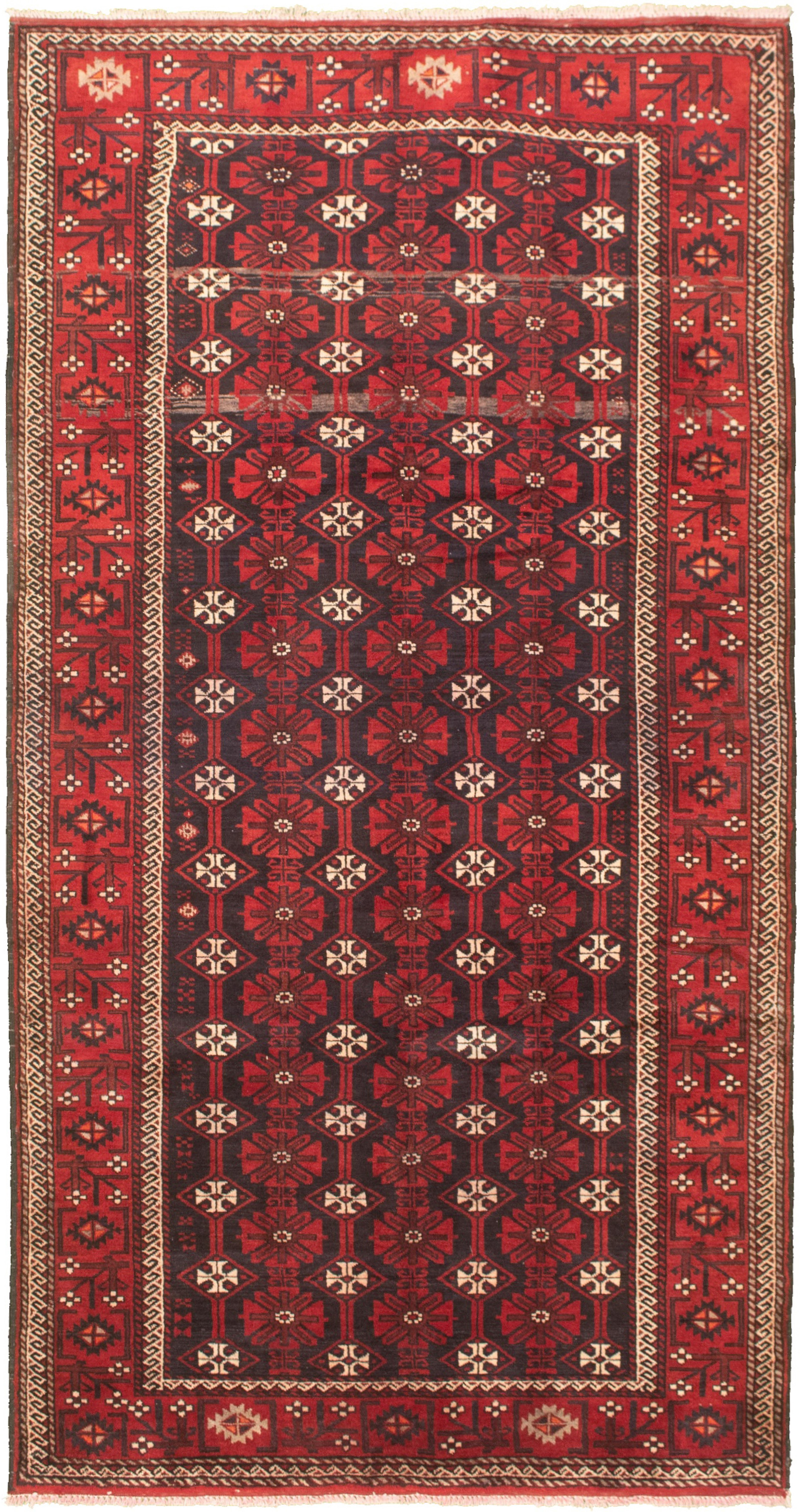 Hand-knotted Authentic Turkish Dark Red Wool Rug 4'11" x 9'7" Size: 4'11" x 9'7"  