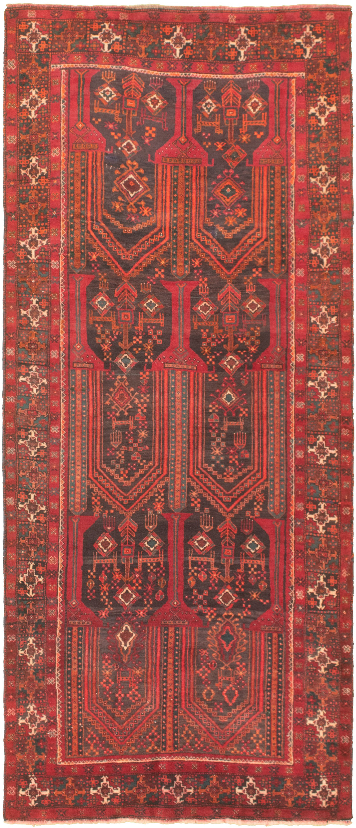 Hand-knotted Authentic Turkish Dark Red Wool Rug 3'9" x 9'2" Size: 3'9" x 9'2"  
