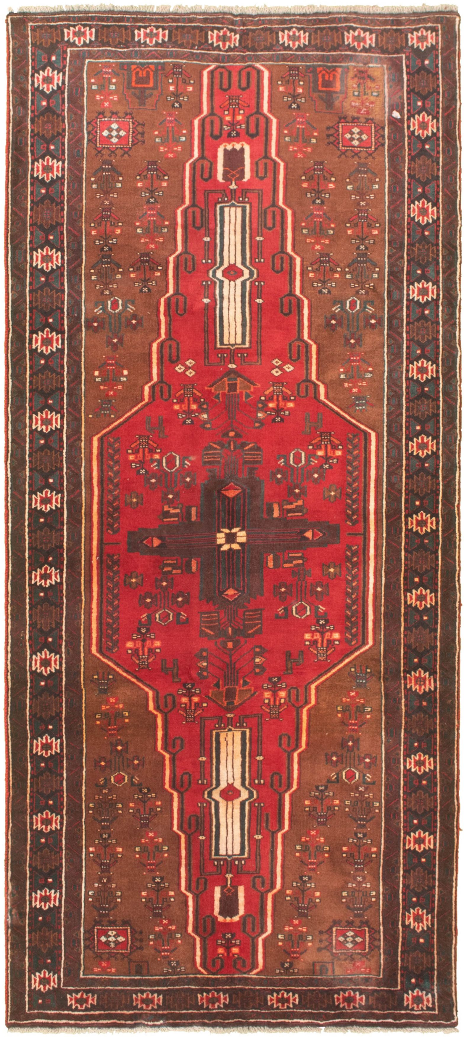 Hand-knotted Authentic Turkish Brown Wool Rug 3'11" x 9'2"  Size: 3'11" x 9'2"  
