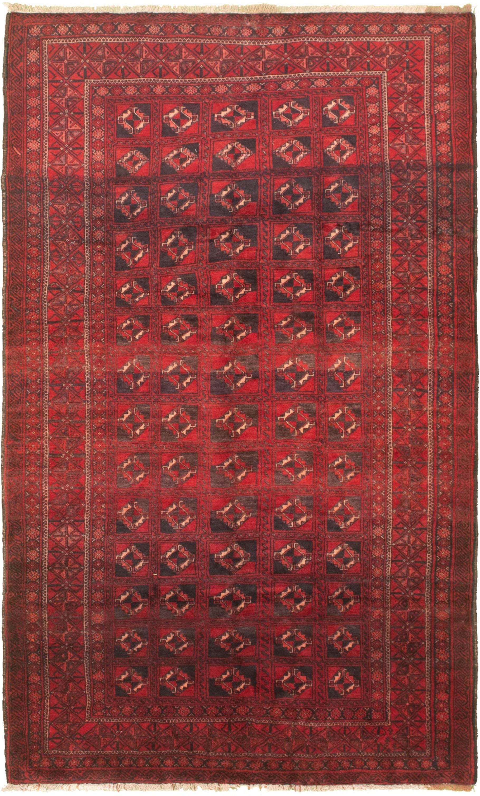 Hand-knotted Authentic Turkish Dark Red Wool Rug 5'1" x 8'9" Size: 5'1" x 8'9"  