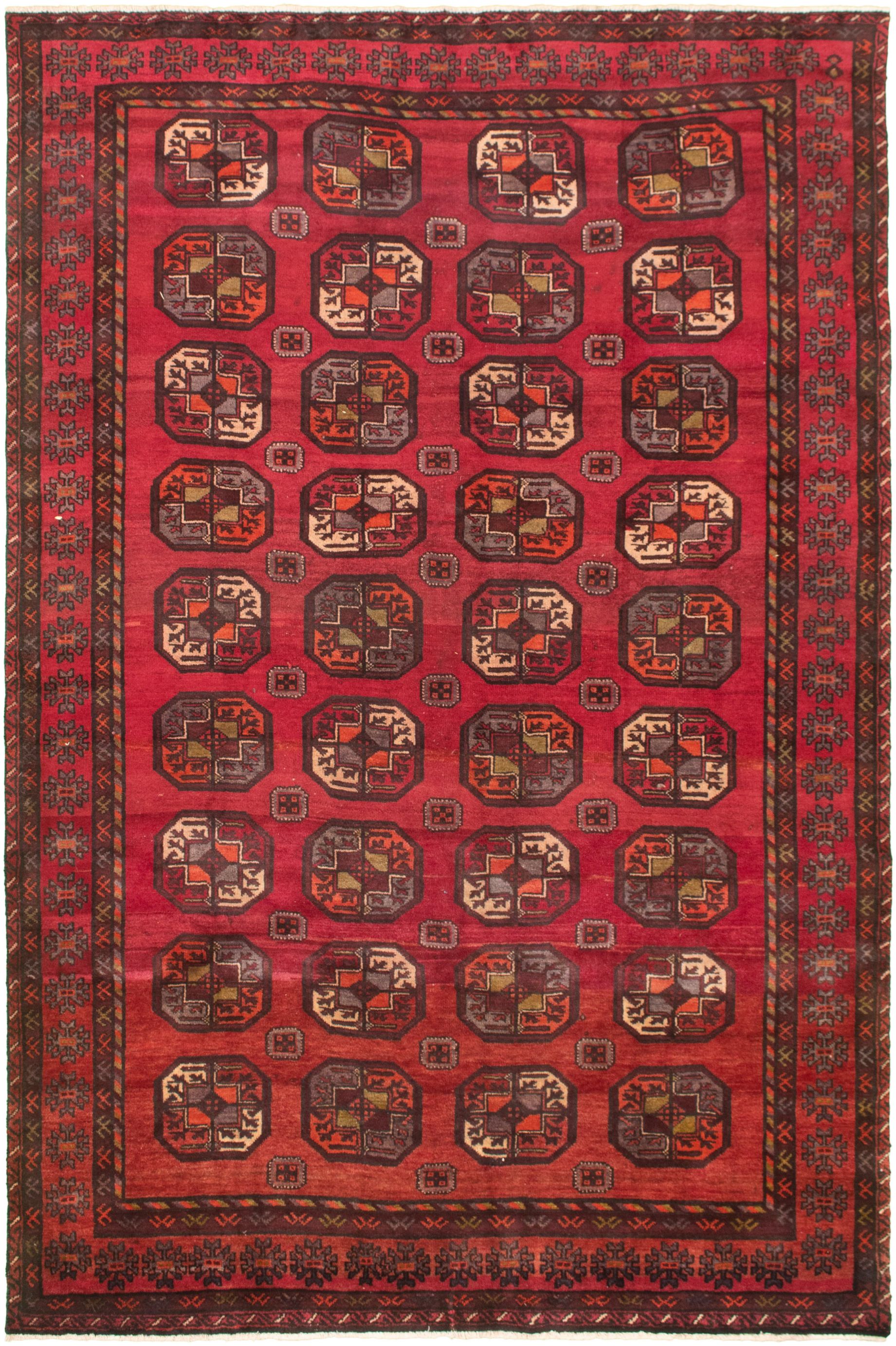 Hand-knotted Shiravan Bokhara Burgundy Wool Rug 6'4" x 9'9" Size: 6'4" x 9'9"  