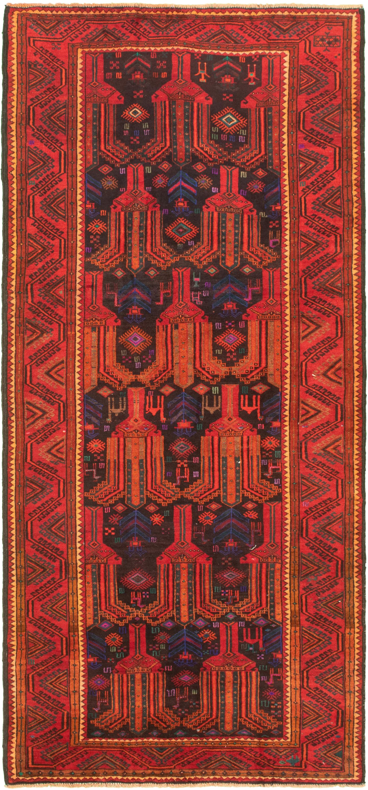 Hand-knotted Authentic Turkish Red Wool Rug 4'5" x 9'10" Size: 4'5" x 9'10"  