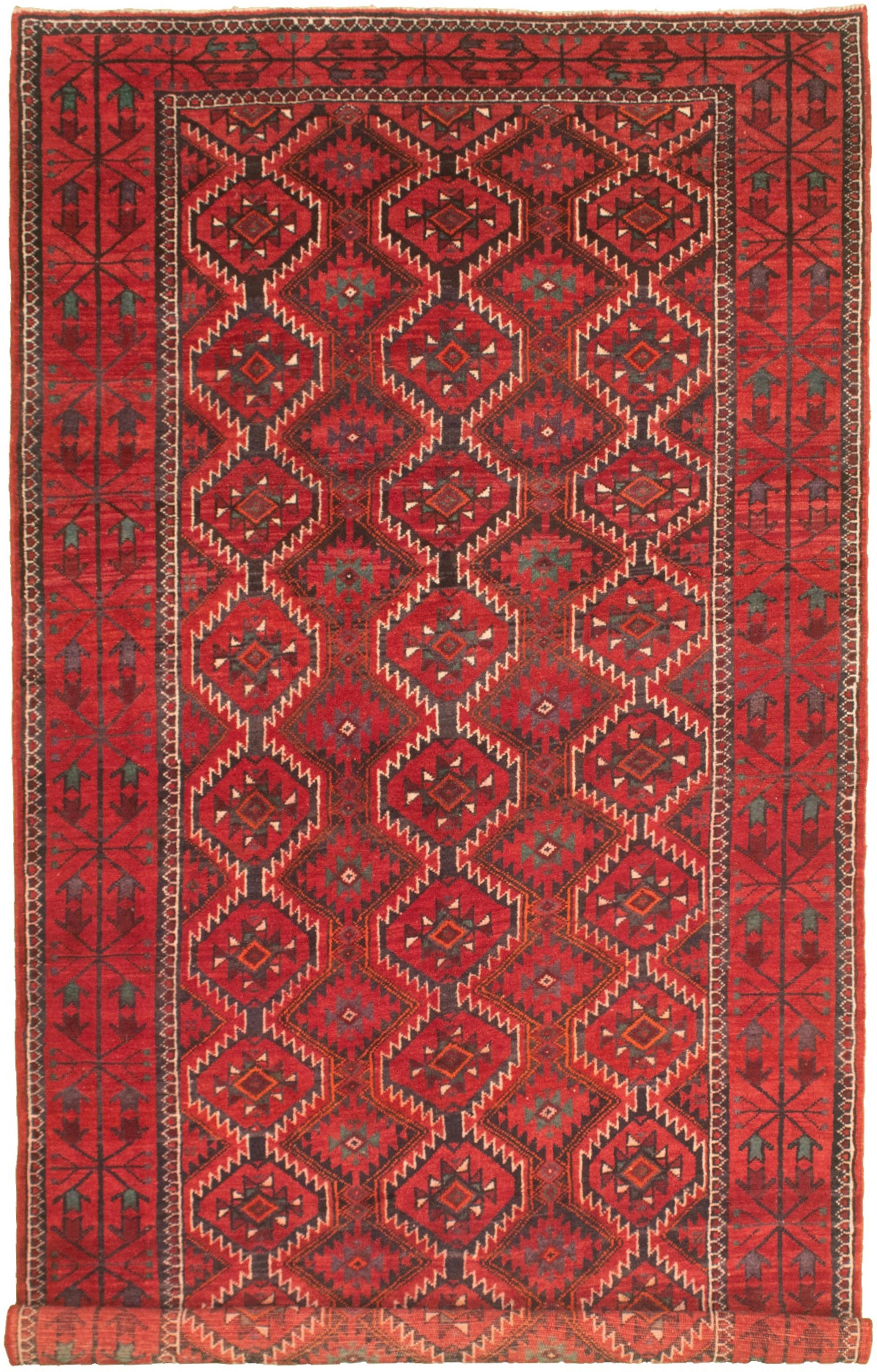 Hand-knotted Authentic Turkish Red Wool Rug 5'3" x 10'6" Size: 5'3" x 10'6"  