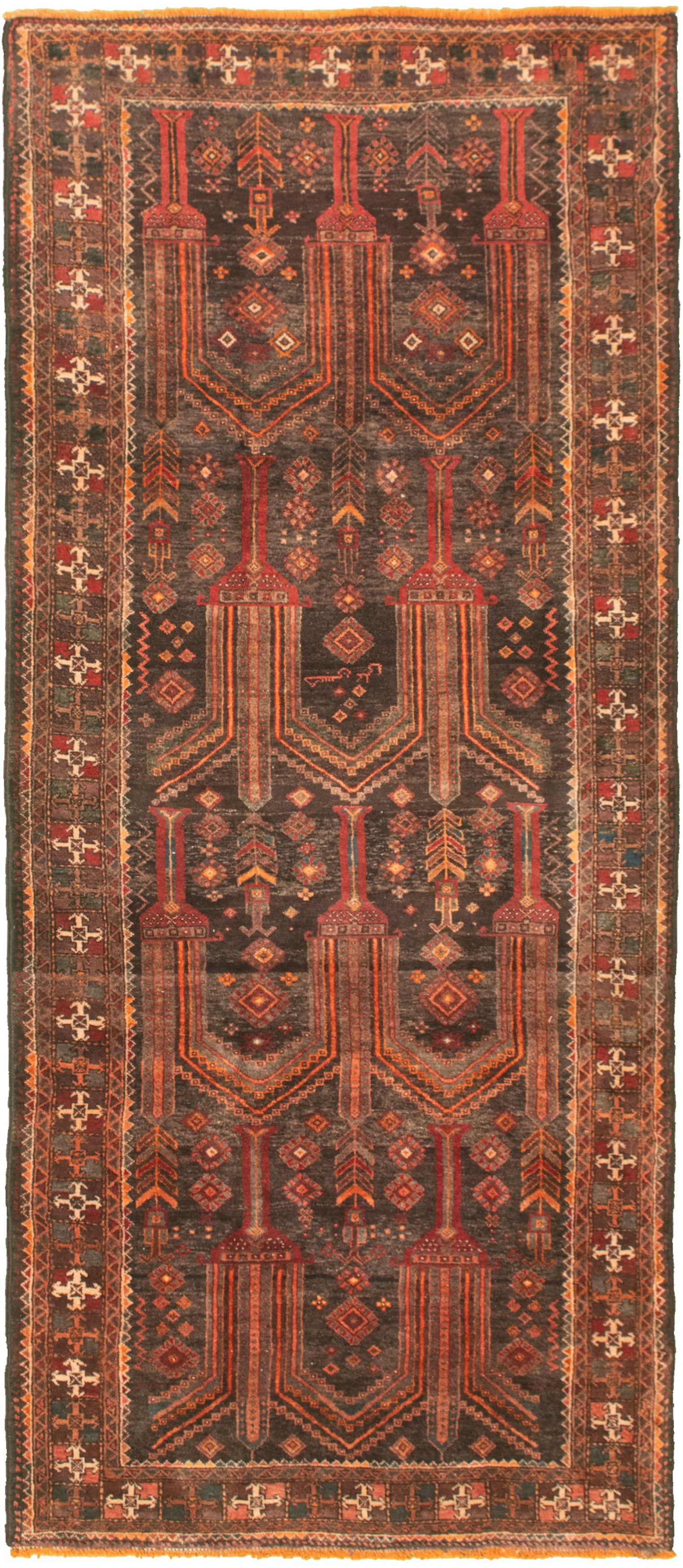 Hand-knotted Authentic Turkish Brown Wool Rug 3'7" x 8'8" Size: 3'7" x 8'8"  