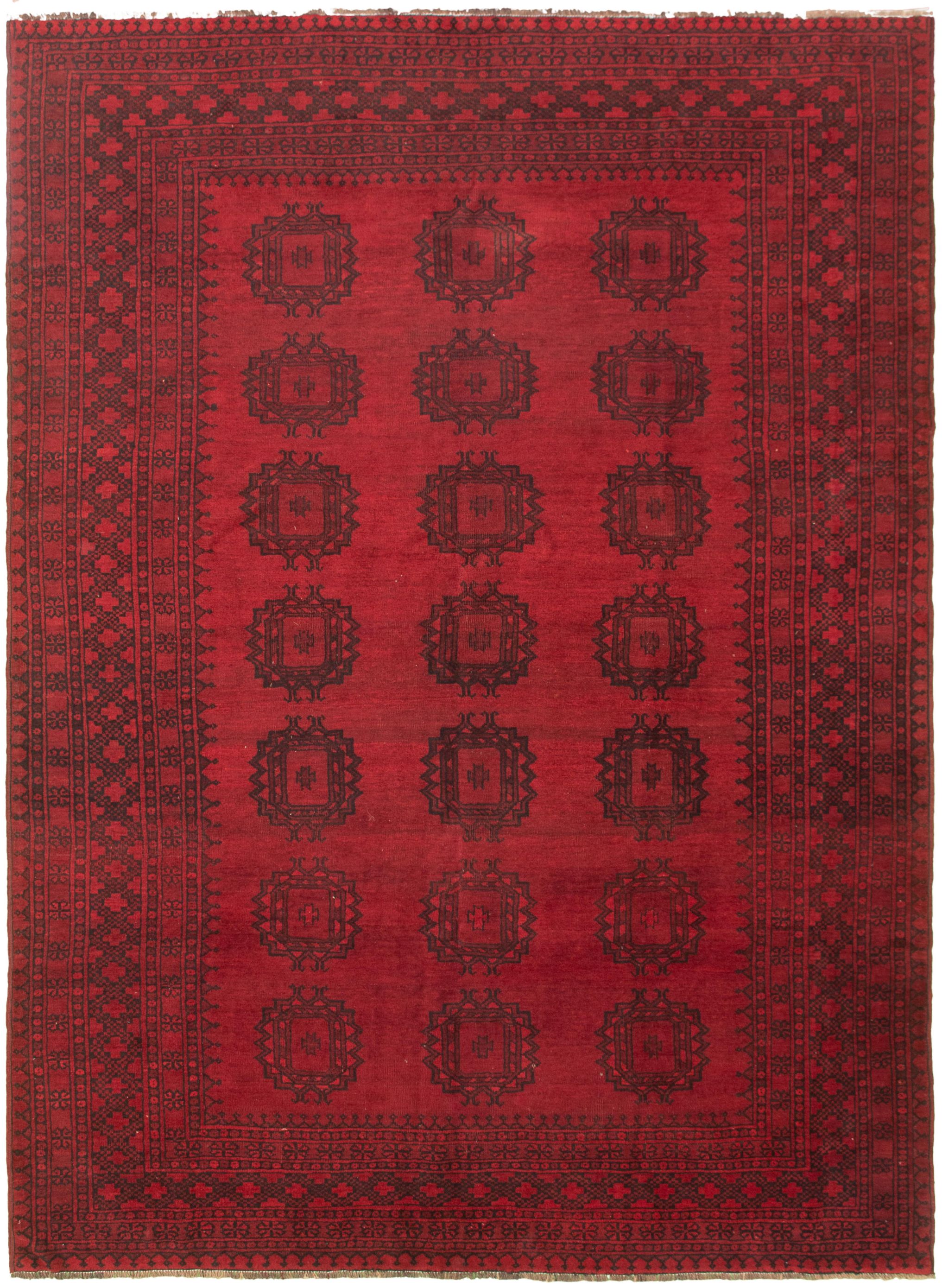Hand-knotted Authentic Turkish Dark Red Wool Rug 7'6" x 10'5" Size: 7'6" x 10'5"  