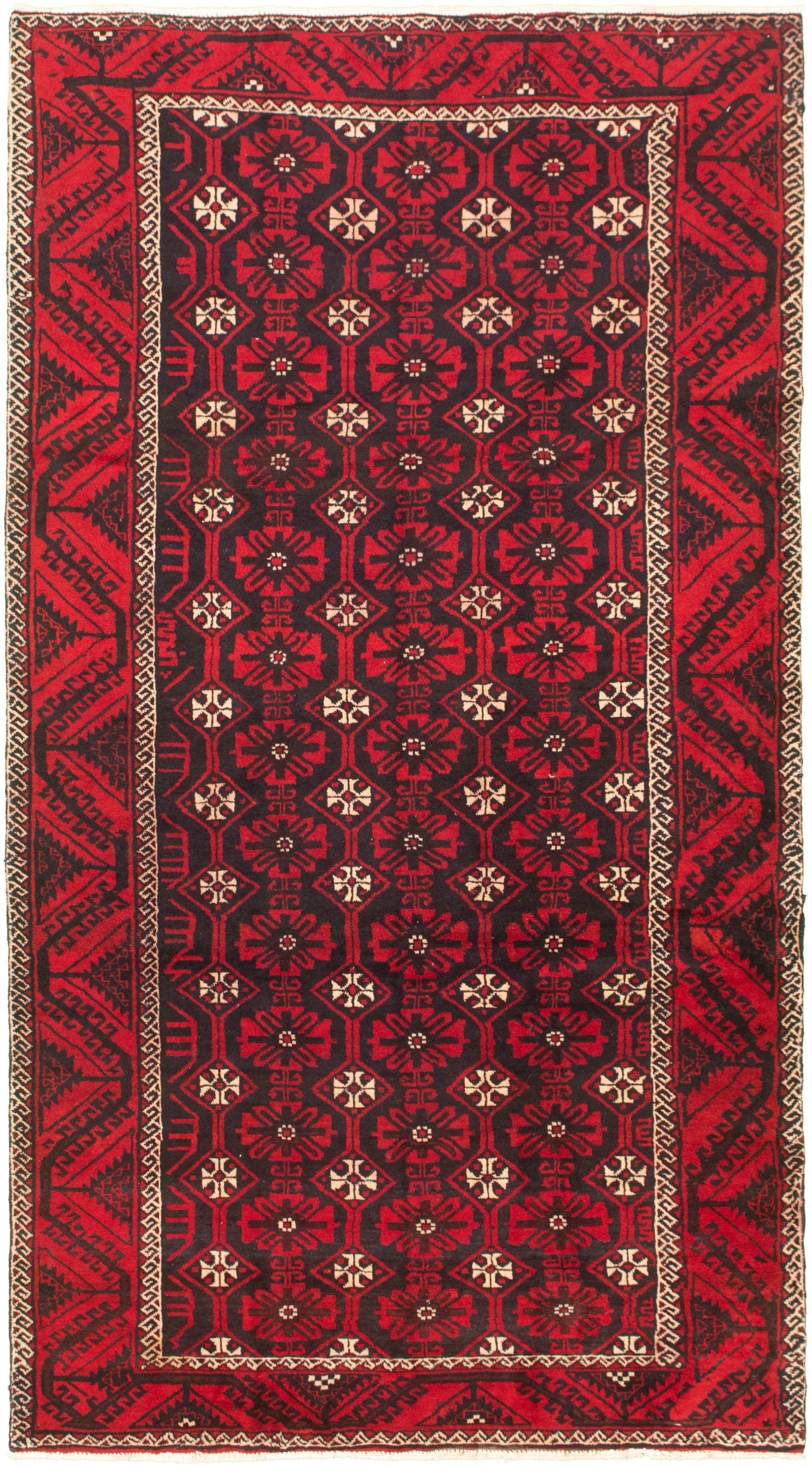 Hand-knotted Authentic Turkish Red Wool Rug 5'1" x 9'10"  Size: 5'1" x 9'10"  