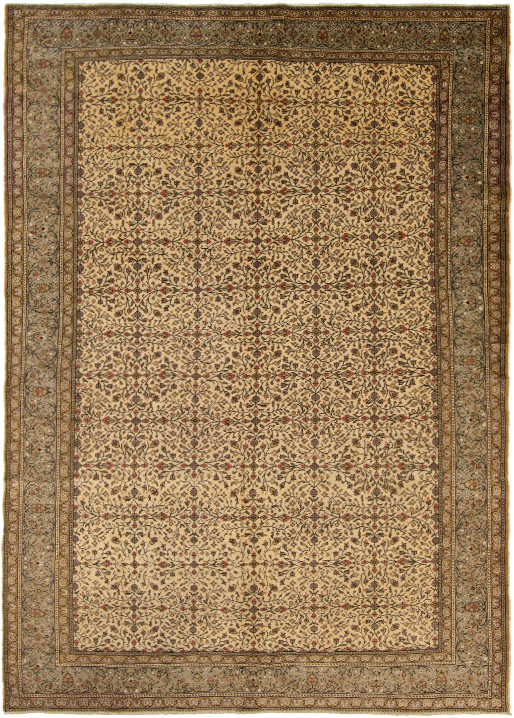 Hand-knotted Keisari Vintage Green, Ivory  Rug 6'4" x 9'1" Size: 6'4" x 9'1"  