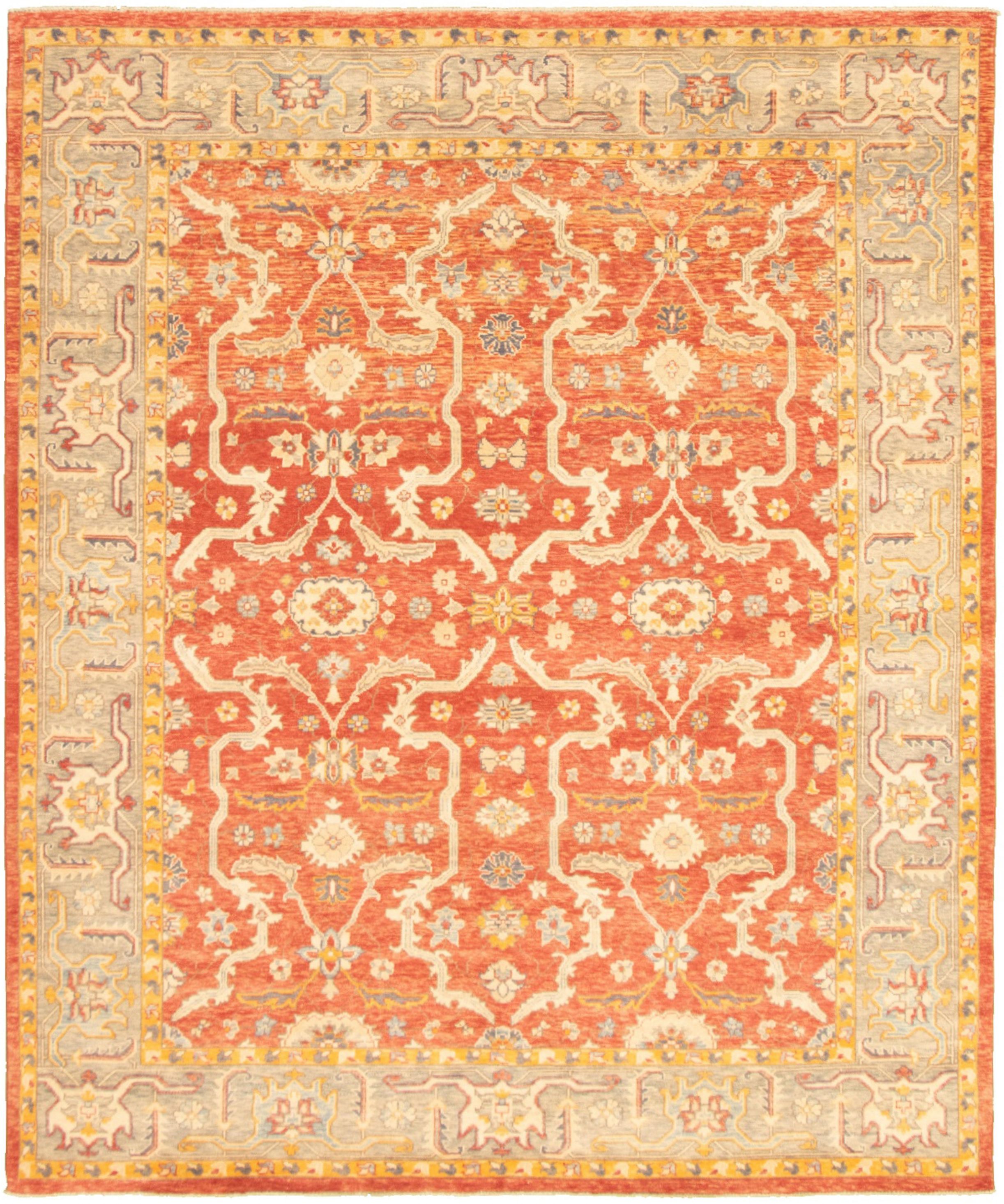 Hand-knotted Finest Ushak Copper  Rug 8'0" x 9'8" Size: 8'0" x 9'8"  