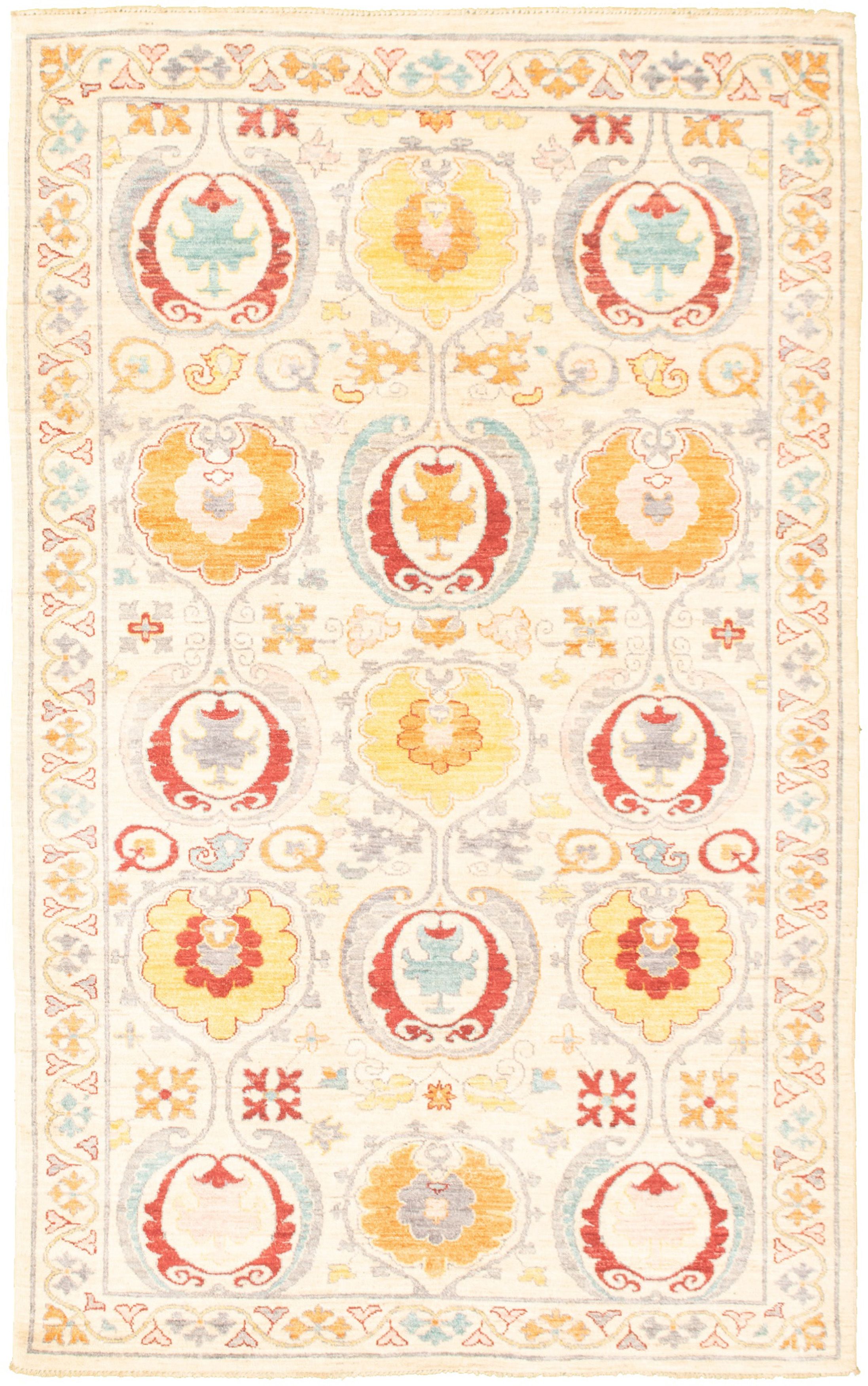 Hand-knotted Signature Collection Cream  Rug 5'1" x 8'3" Size: 5'1" x 8'3"  