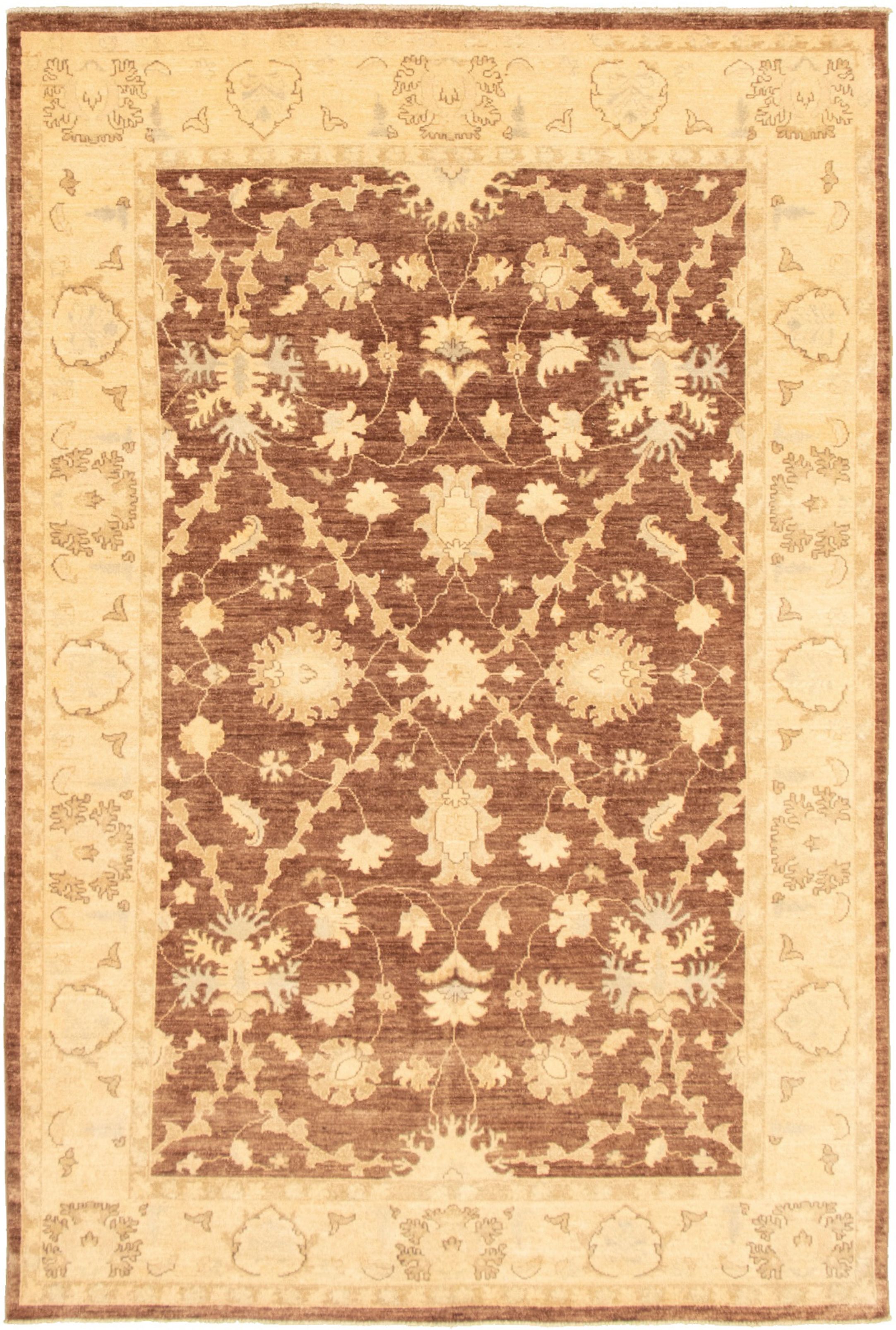 Hand-knotted Peshawar Oushak Brown  Rug 5'10" x 9'1" Size: 5'10" x 9'1"  