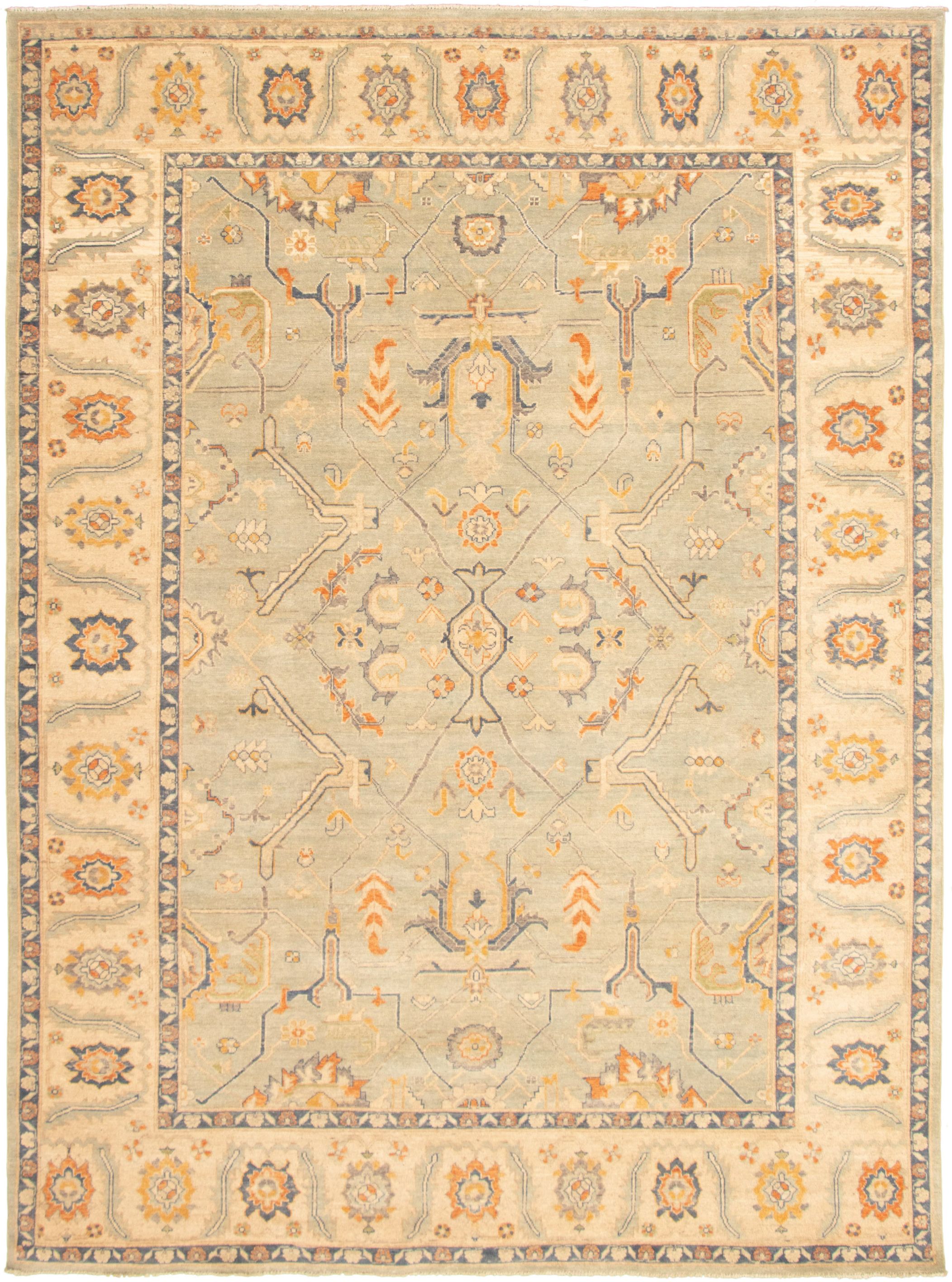 Hand-knotted Finest Ushak Light Green  Rug 8'10" x 11'11" Size: 8'10" x 11'11"  