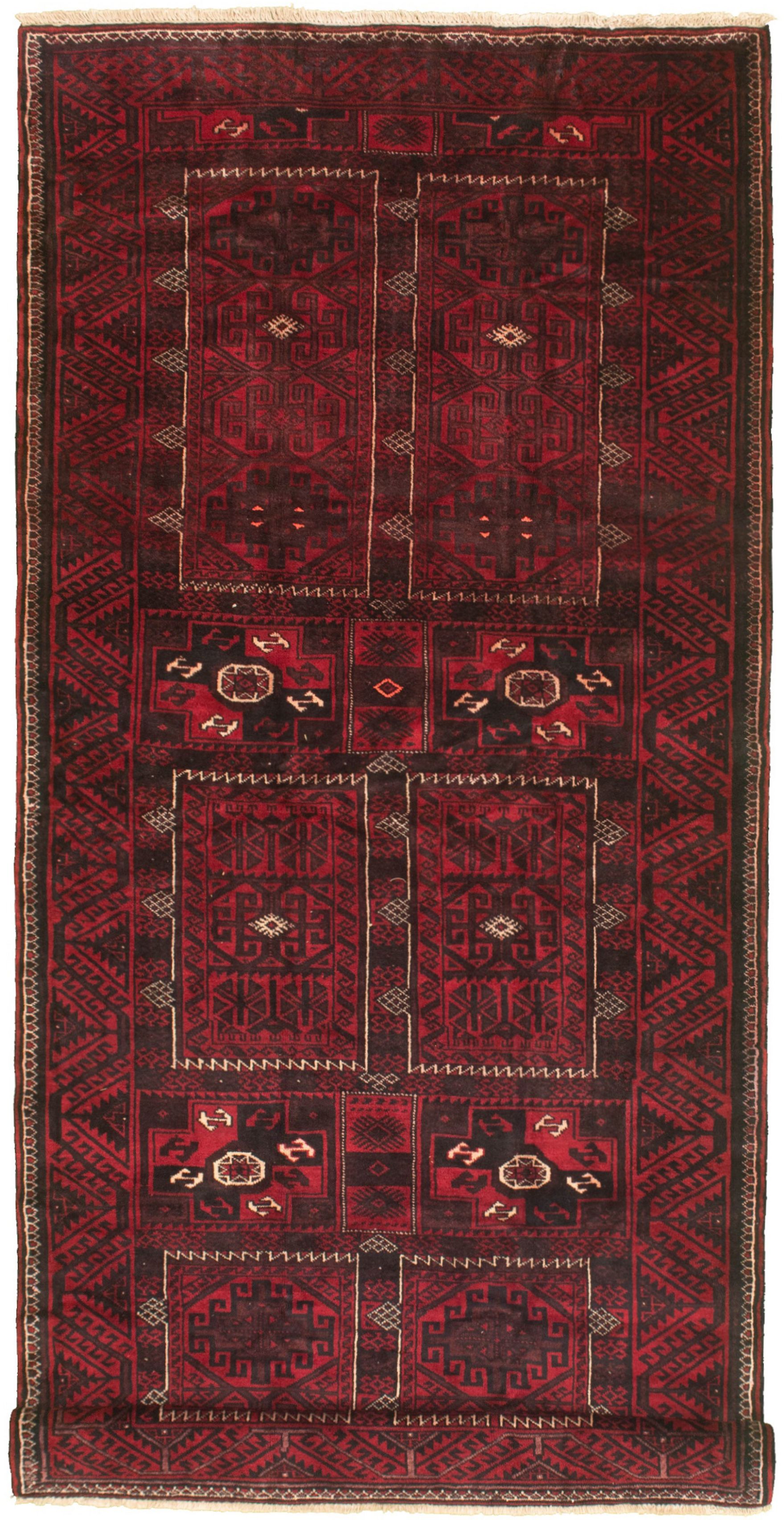 Hand-knotted Authentic Turkish Red Wool Rug 4'9" x 10'9" Size: 4'9" x 10'9"  