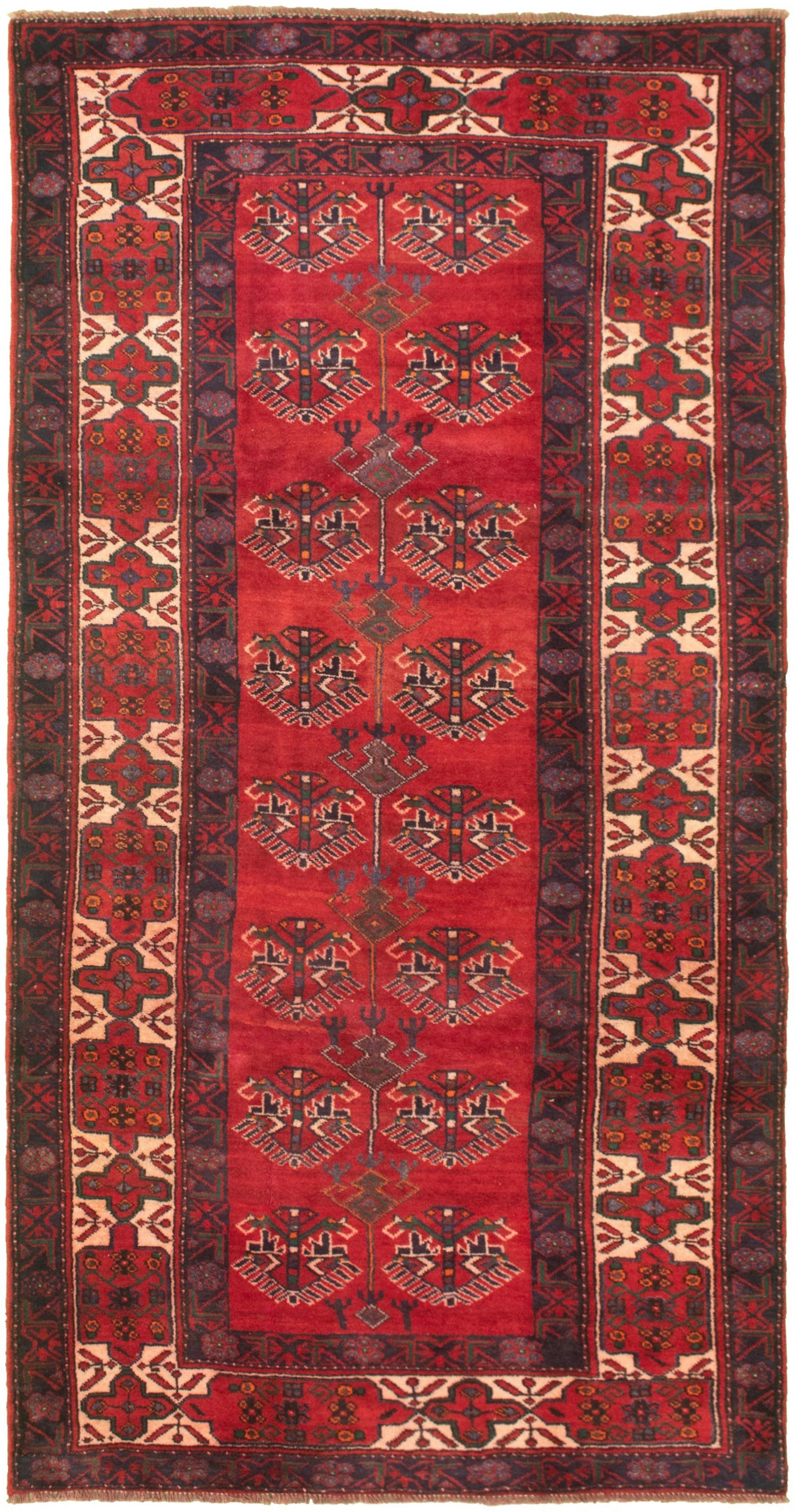 Hand-knotted Authentic Turkish Red Wool Rug 4'9" x 9'8" Size: 4'9" x 9'8"  