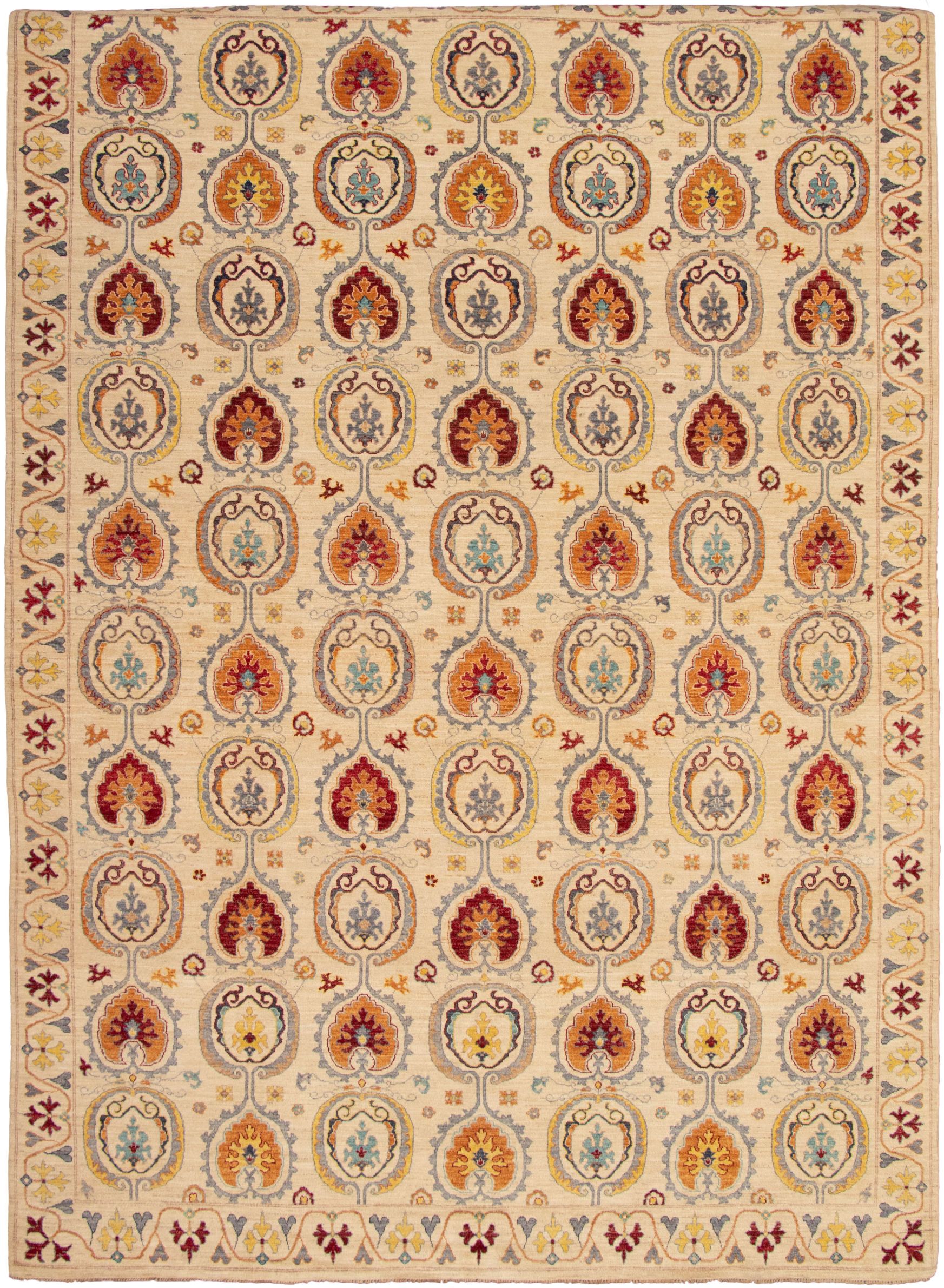 Hand-knotted Signature Collection Ivory  Rug 10'1" x 14'5" Size: 10'1" x 14'5"  