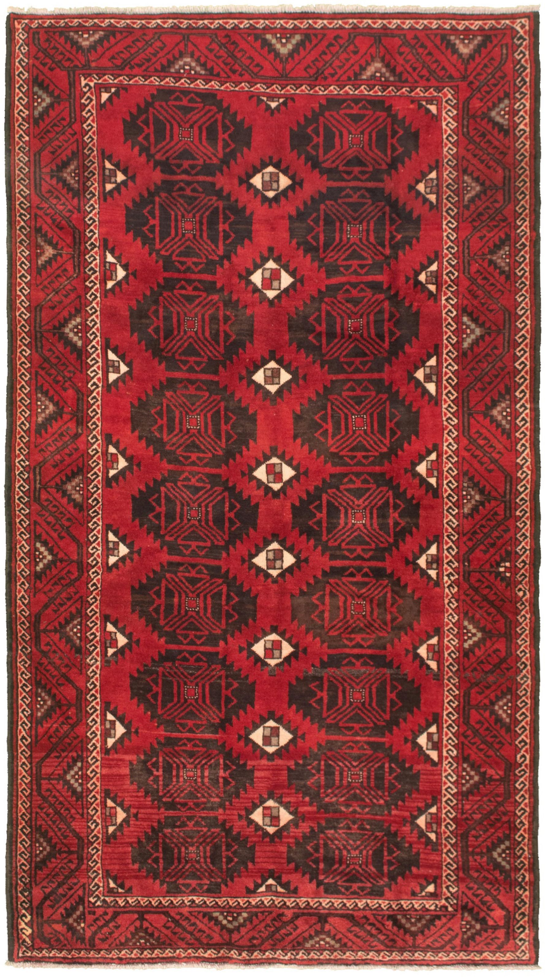 Hand-knotted Authentic Turkish Red Wool Rug 5'2" x 9'6"  Size: 5'2" x 9'6"  