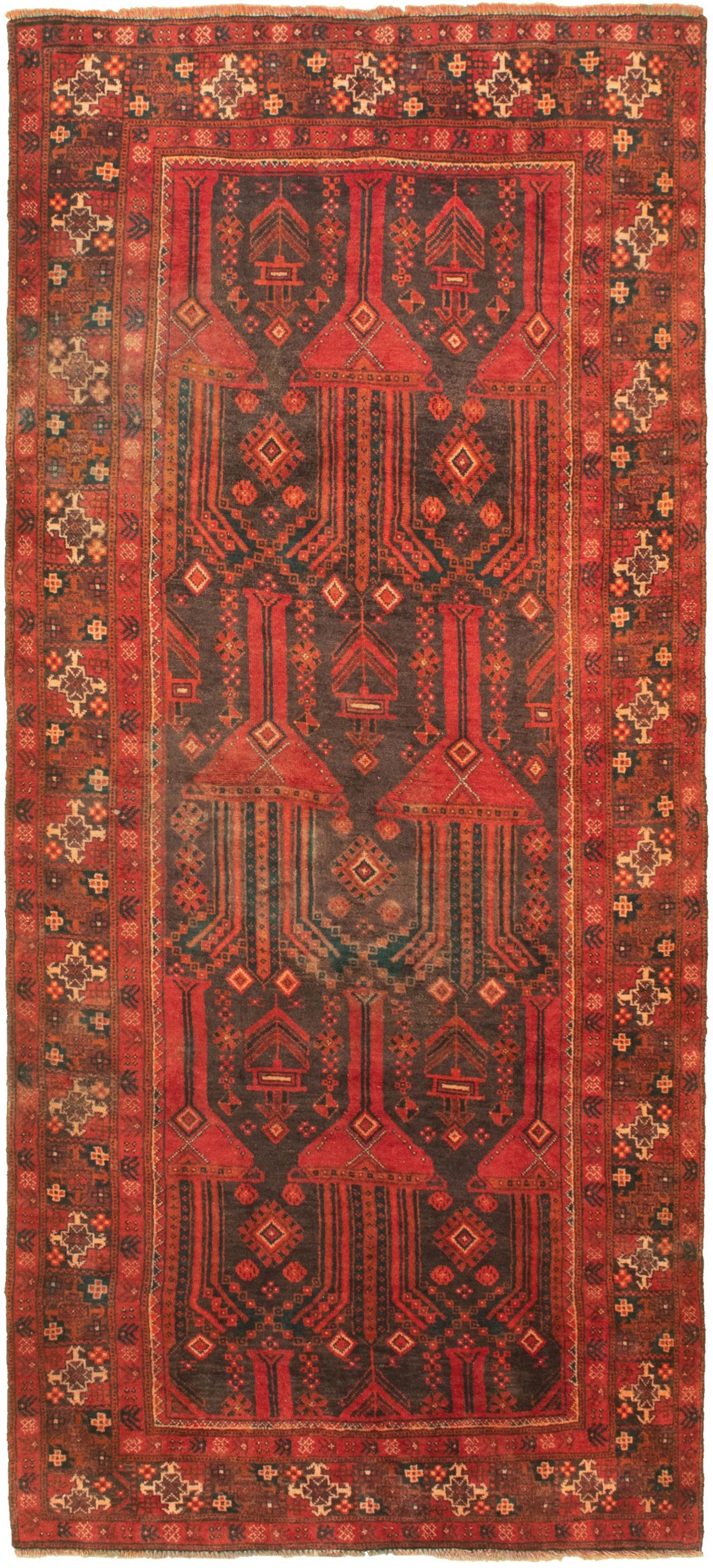 Hand-knotted Authentic Turkish Red Wool Rug 4'1" x 8'8" Size: 4'1" x 8'8"  