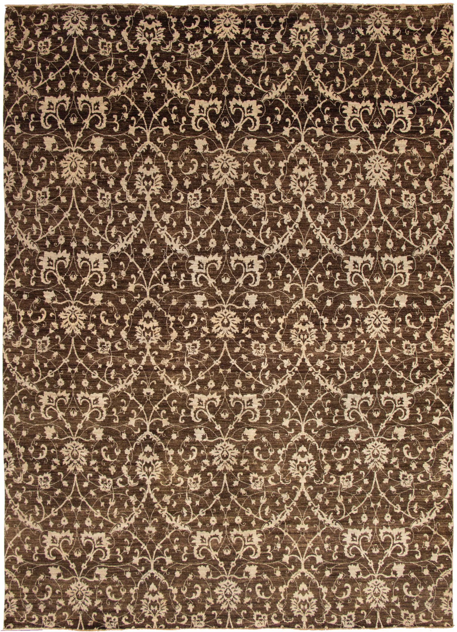 Hand-knotted Signature Collection Dark Brown  Rug 10'0" x 13'11" Size: 10'0" x 13'11"  