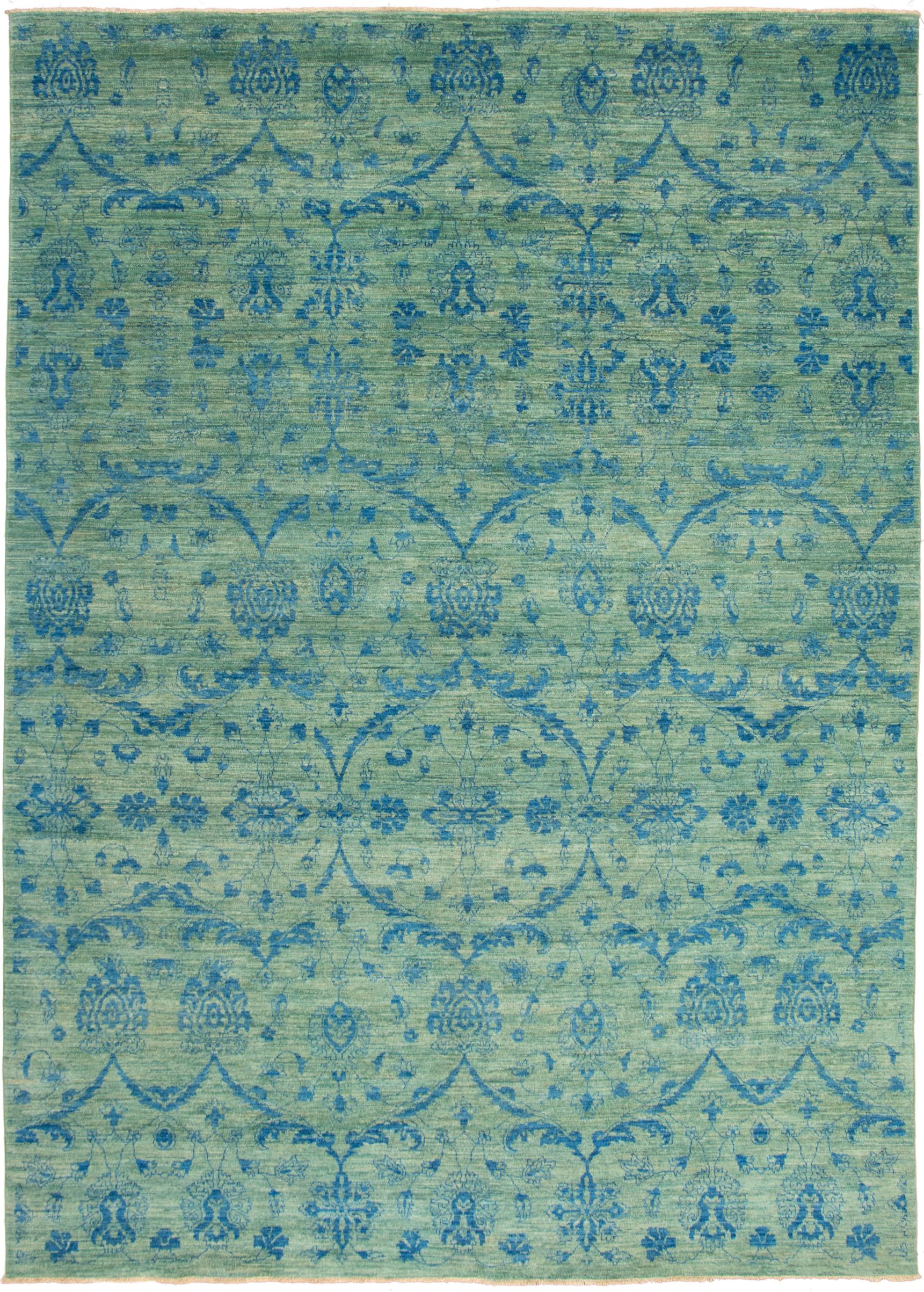 Hand-knotted Signature Collection Light Green  Rug 9'11" x 13'11" Size: 9'11" x 13'11"  