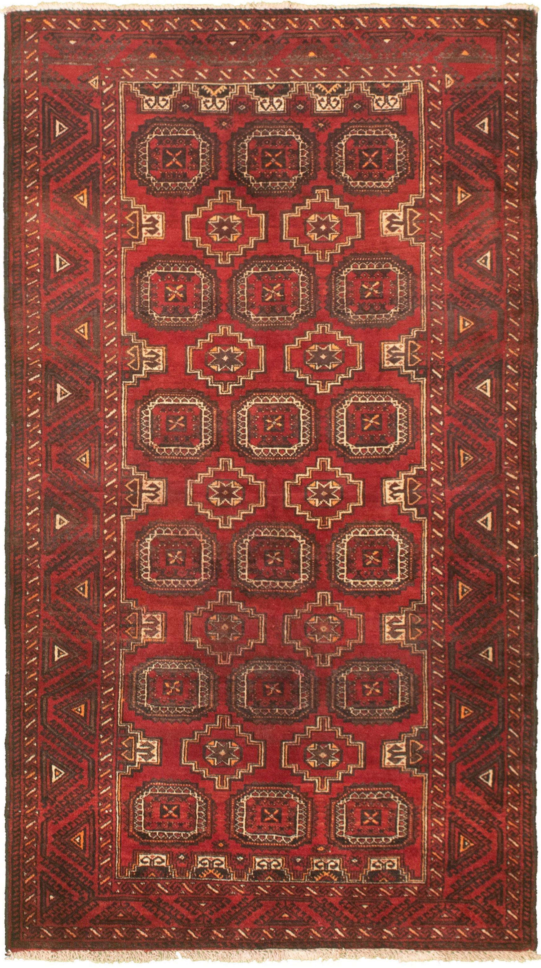 Hand-knotted Authentic Turkish Red Wool Rug 3'5" x 6'5" Size: 3'5" x 6'5"  