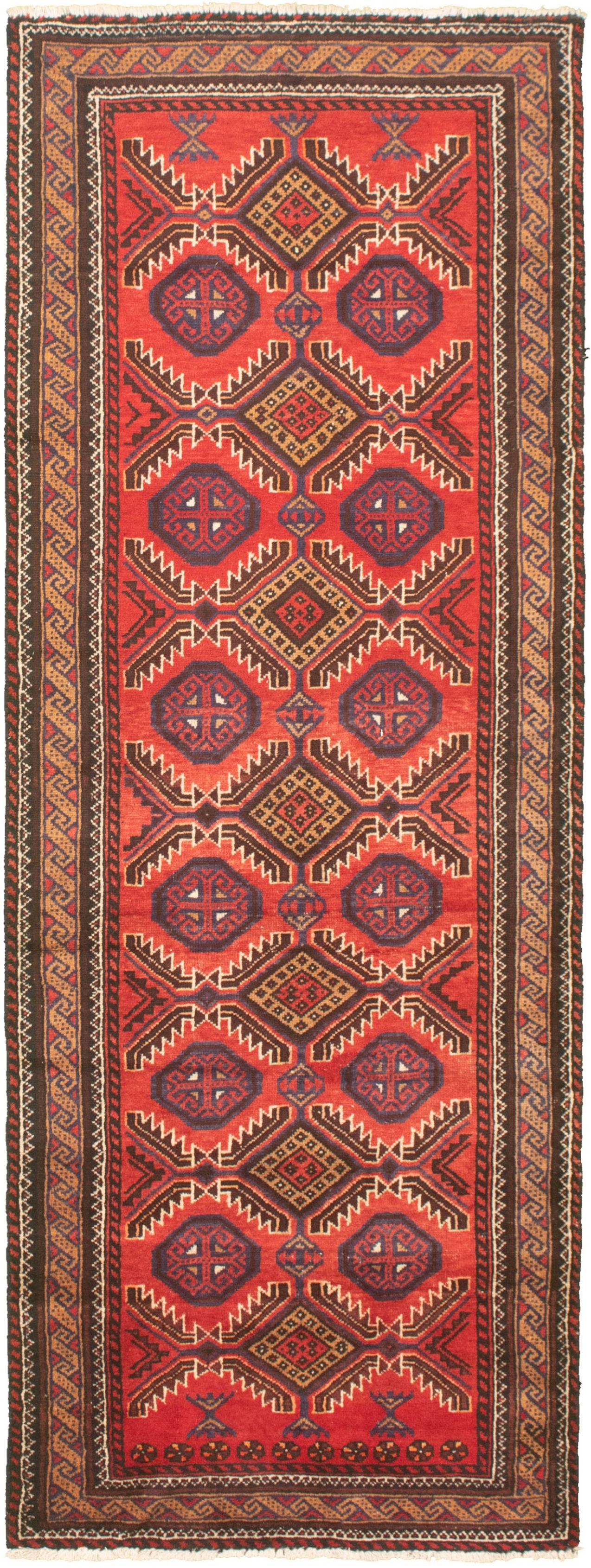 Hand-knotted Authentic Turkish Red Wool Rug 3'1" x 8'8" Size: 3'1" x 8'8"  
