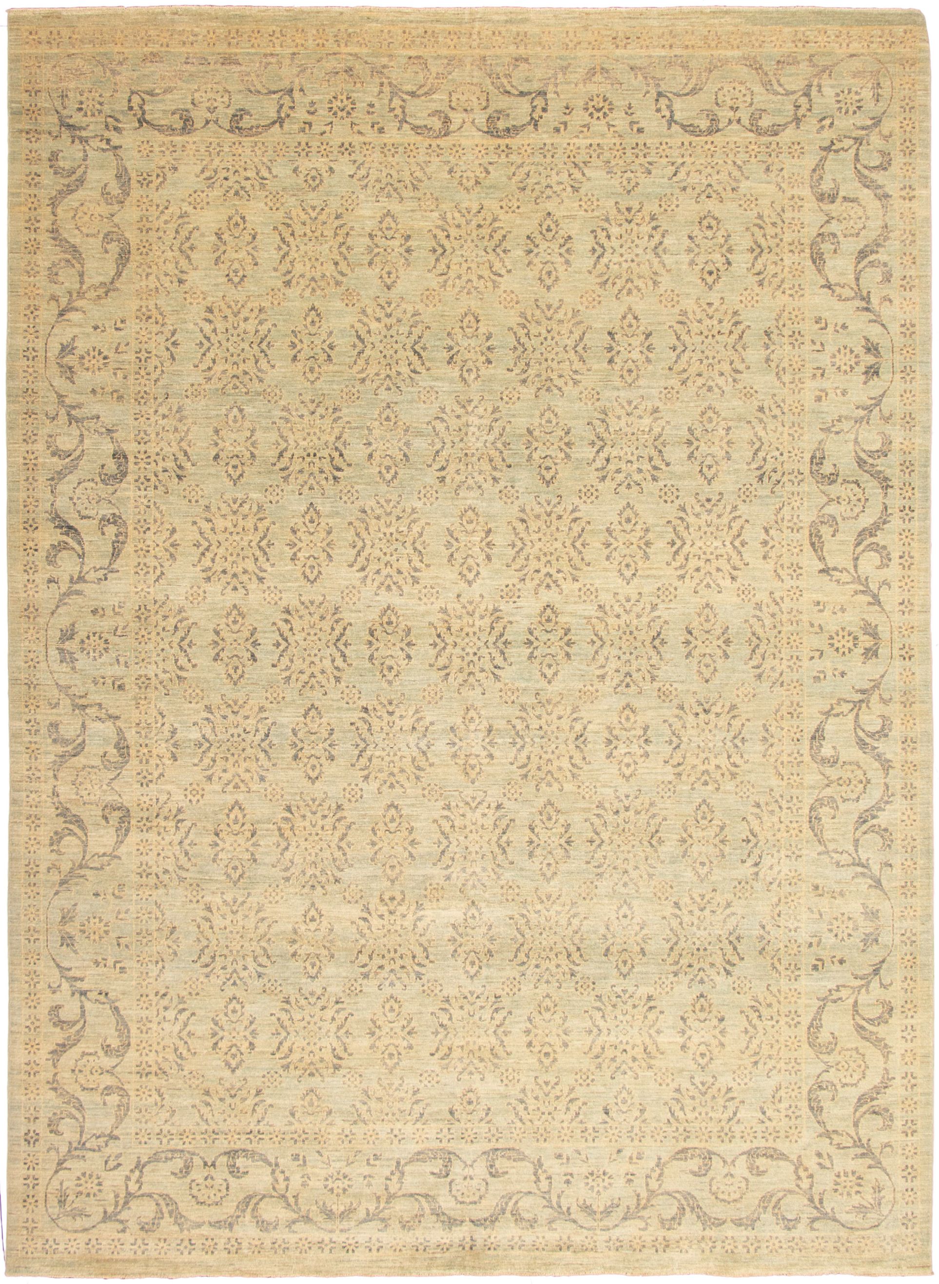 Hand-knotted Signature Collection Light Green  Rug 10'0" x 13'10" Size: 10'0" x 13'10"  