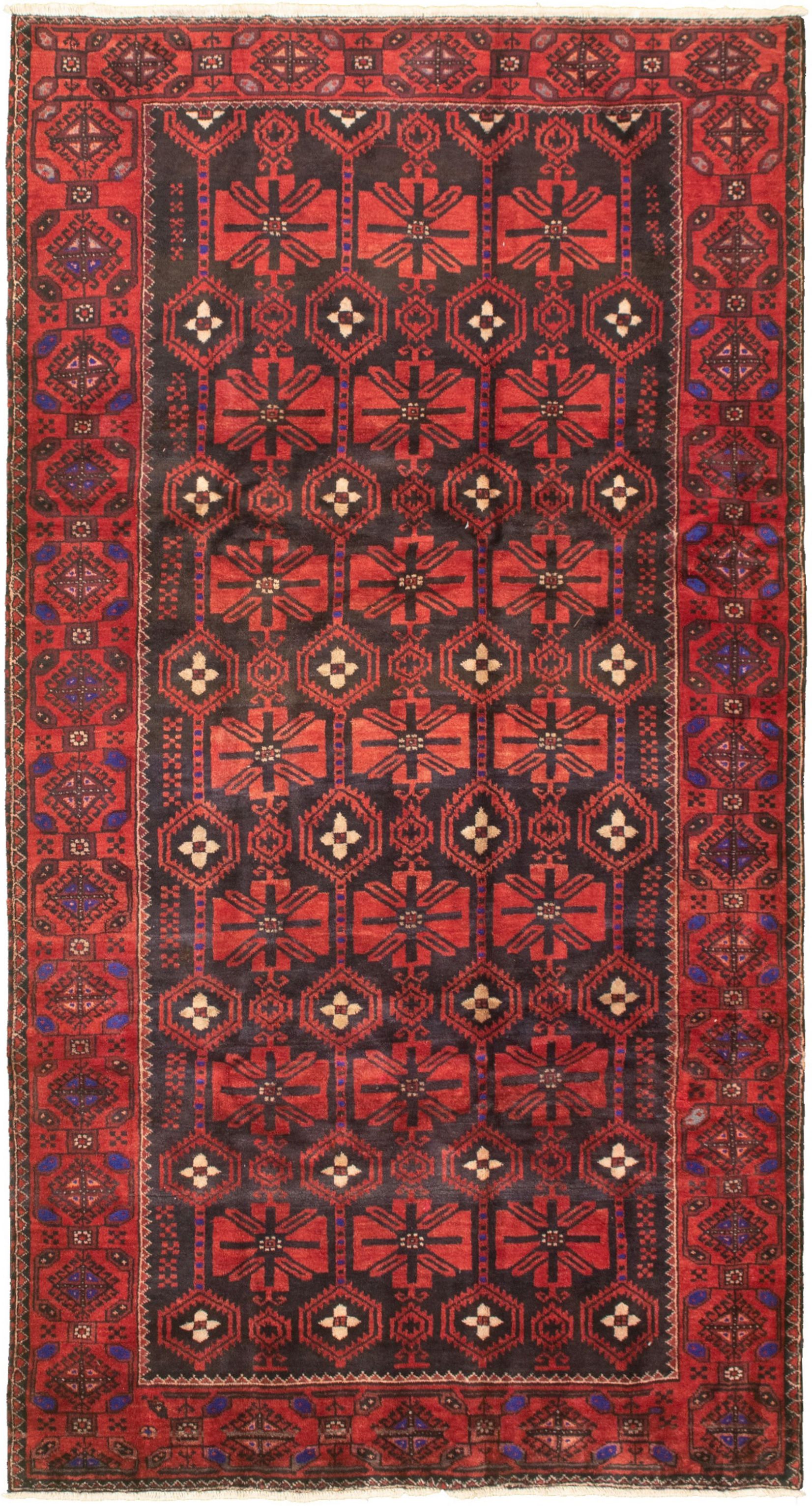 Hand-knotted Authentic Turkish Red Wool Rug 4'11" x 9'3" Size: 4'11" x 9'3"  