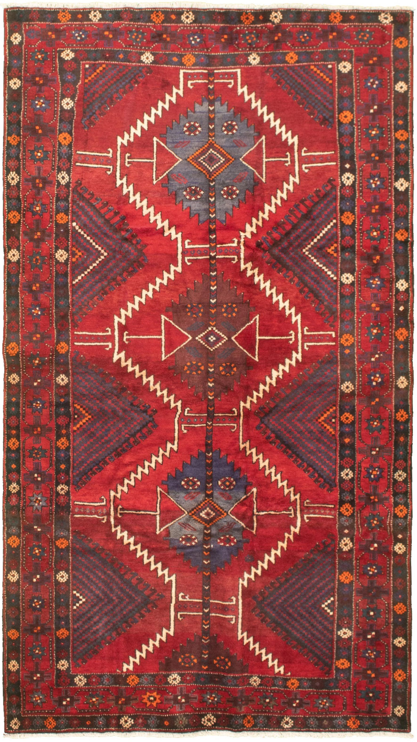 Hand-knotted Authentic Turkish Red Wool Rug 5'1" x 9'5"  Size: 5'1" x 9'5"  