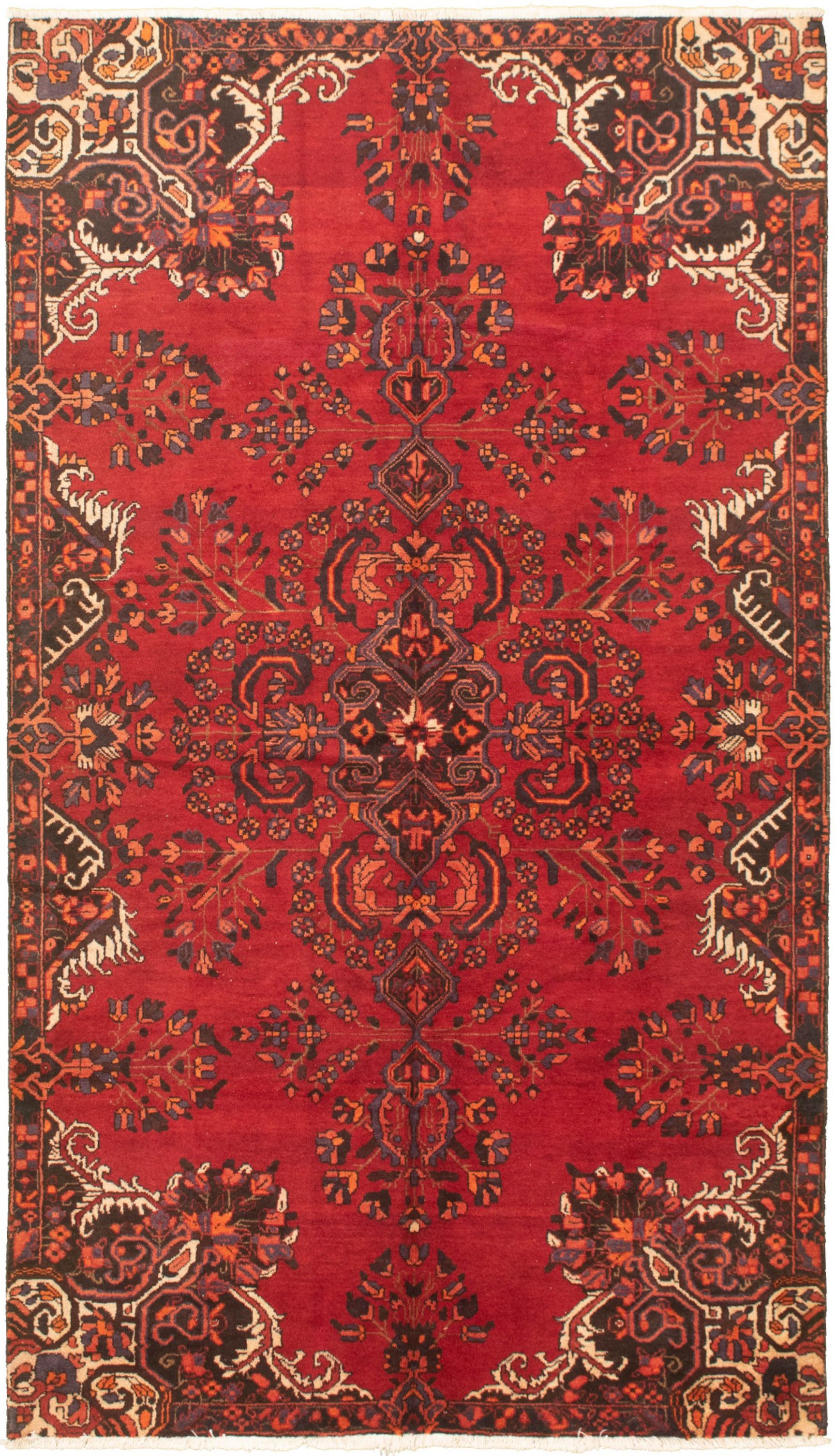 Hand-knotted Authentic Turkish Red Wool Rug 5'0" x 8'11"  Size: 5'0" x 8'11"  